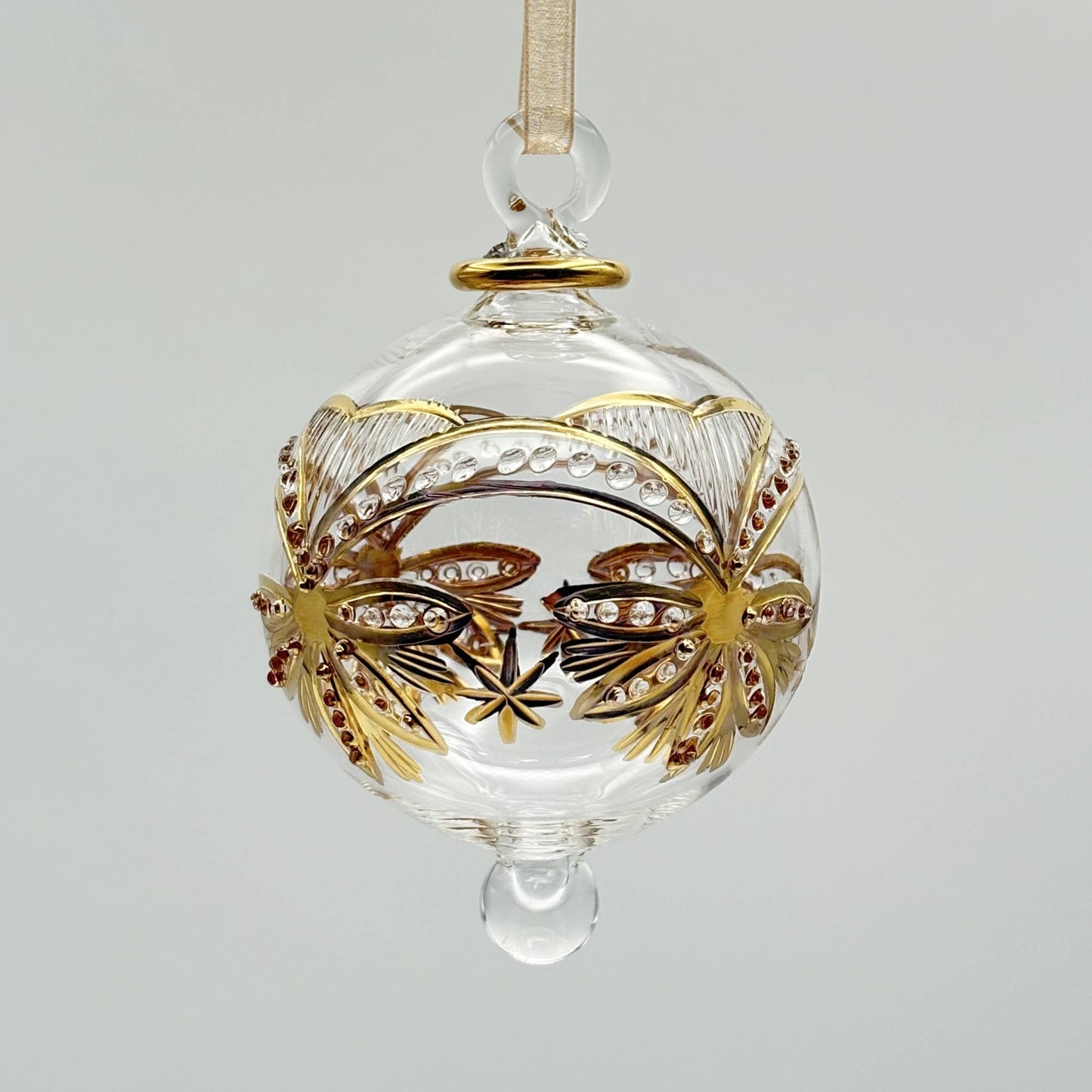 Blown Glass Ornament - Lotus Garland Gold