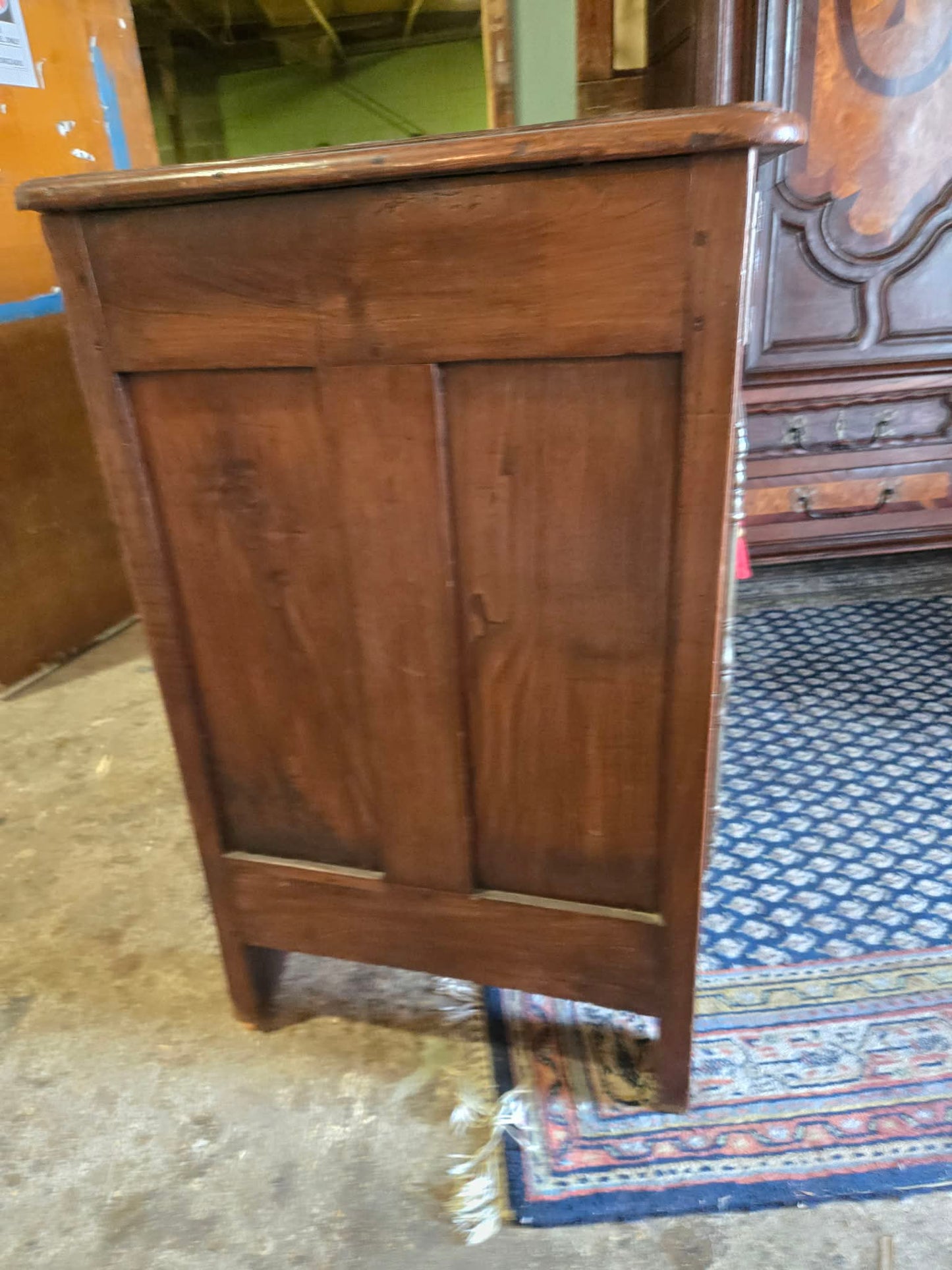 Antique Mid-19th Century French Walnut Buffet with Star Marquetry