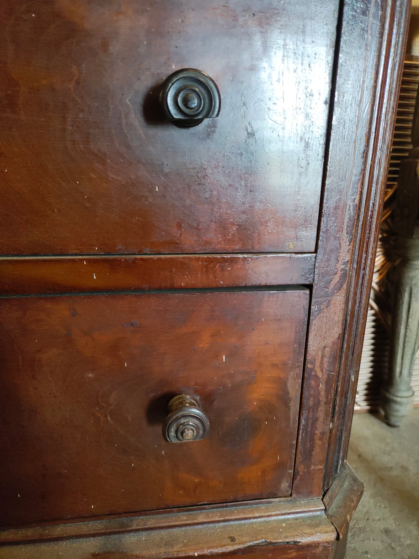 Antique Victorian Marble Top Dresser with Carved Mirror