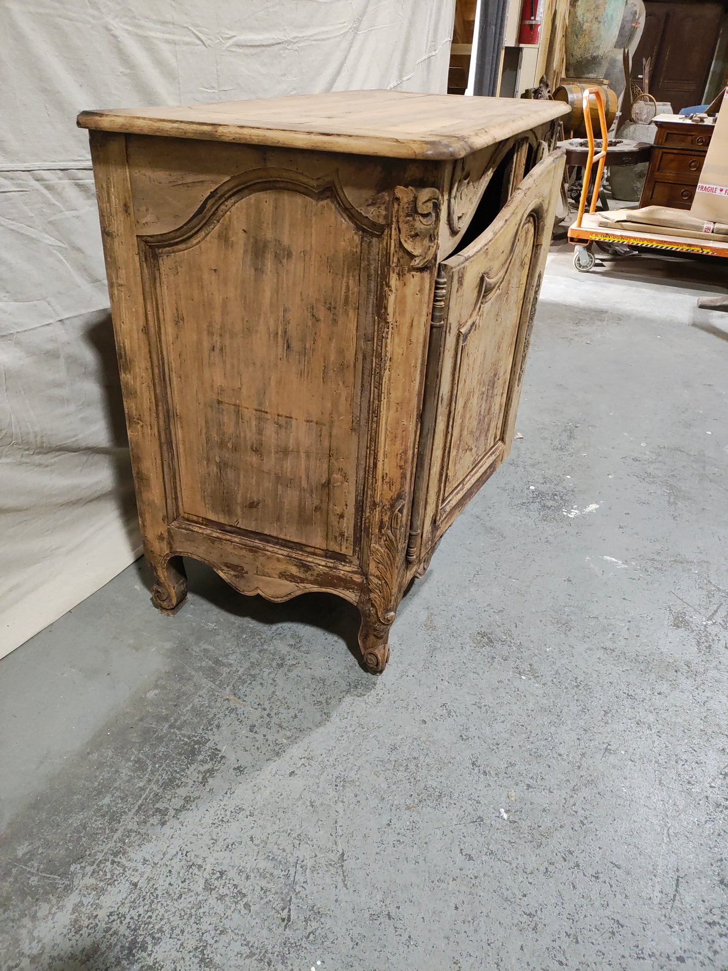 Late 19th Century French Louis XV Provincial Buffet with Pierced Rococo Apron