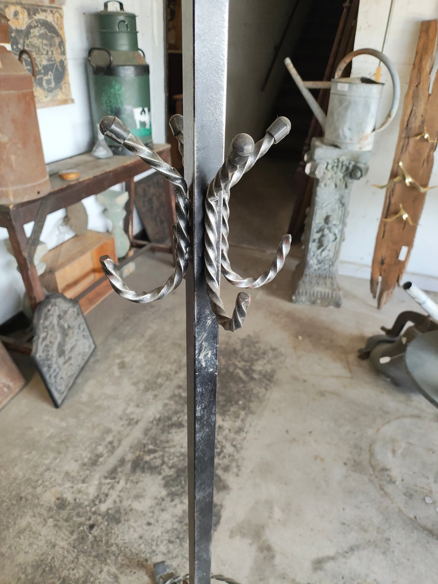 Vintage Hand-Forged Wrought Iron Coat Rack / Hall Tree, Spanish Revival Style