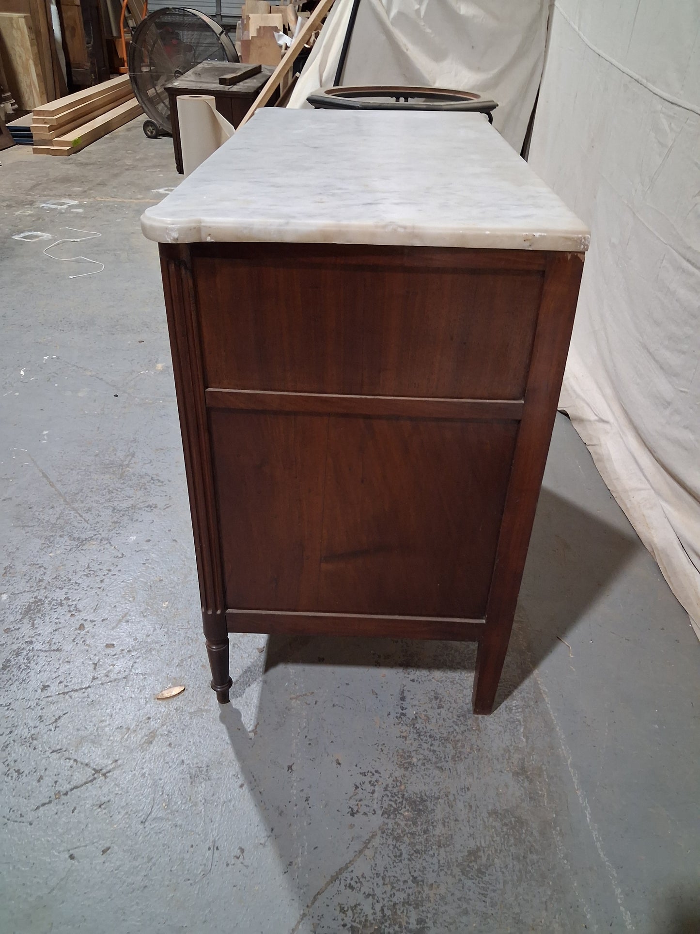 Antique French Louis XVI Directoire Commode with White Marble Top