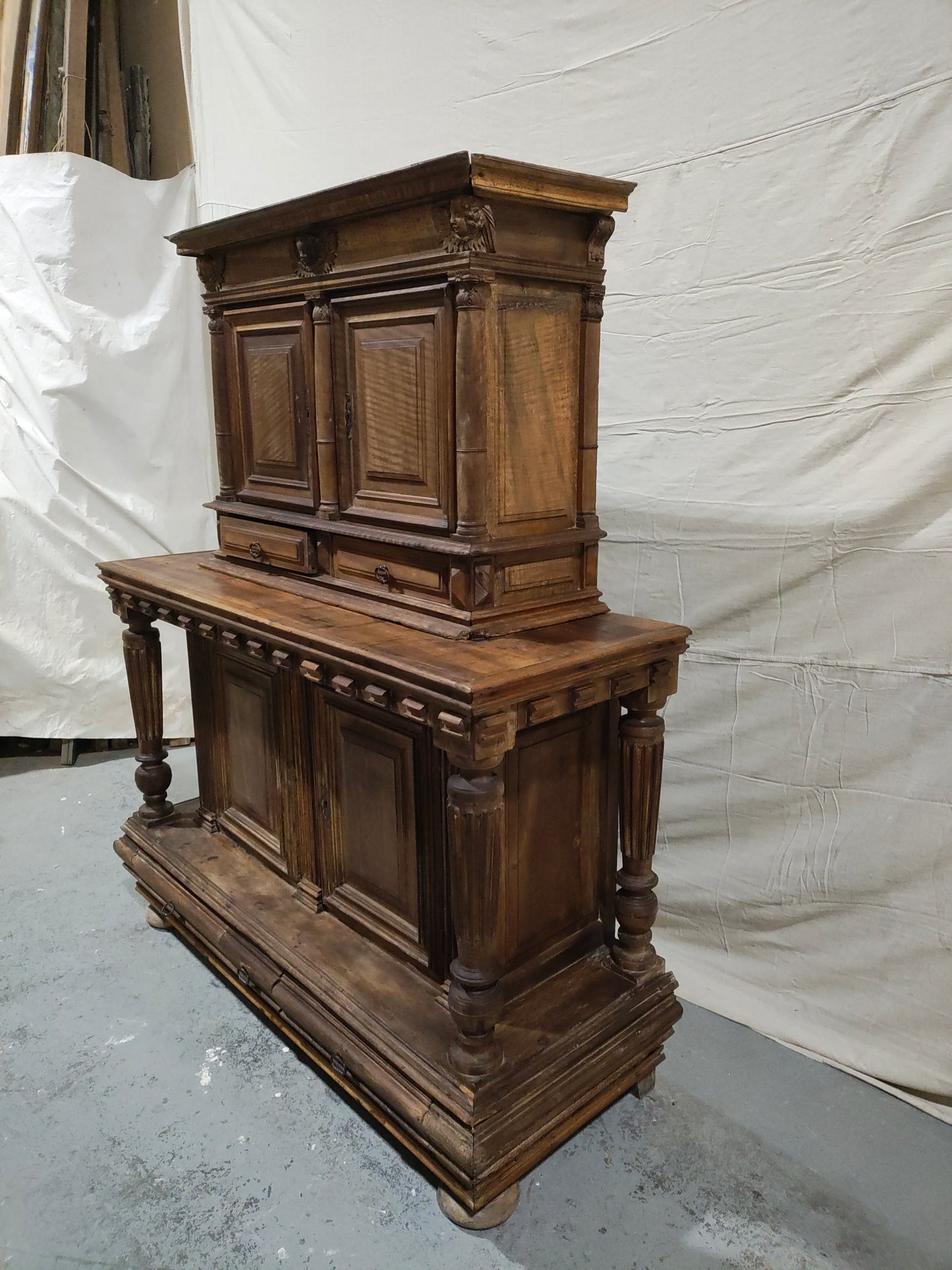 18th Century French Provincial Walnut Buffet à Deux Corps