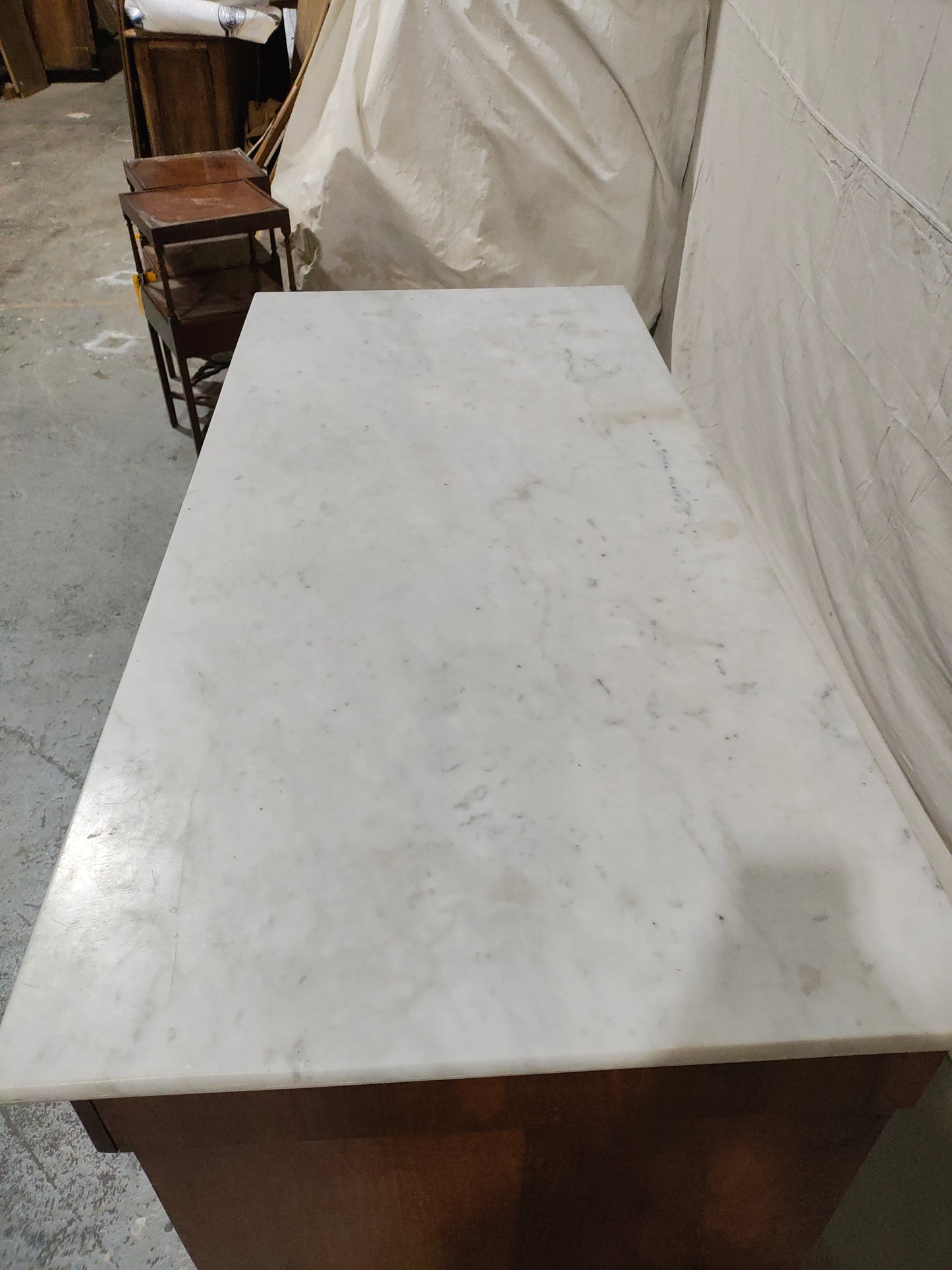 Antique French Louis Philippe Four-Drawer Walnut Commode with Carrara Marble Top