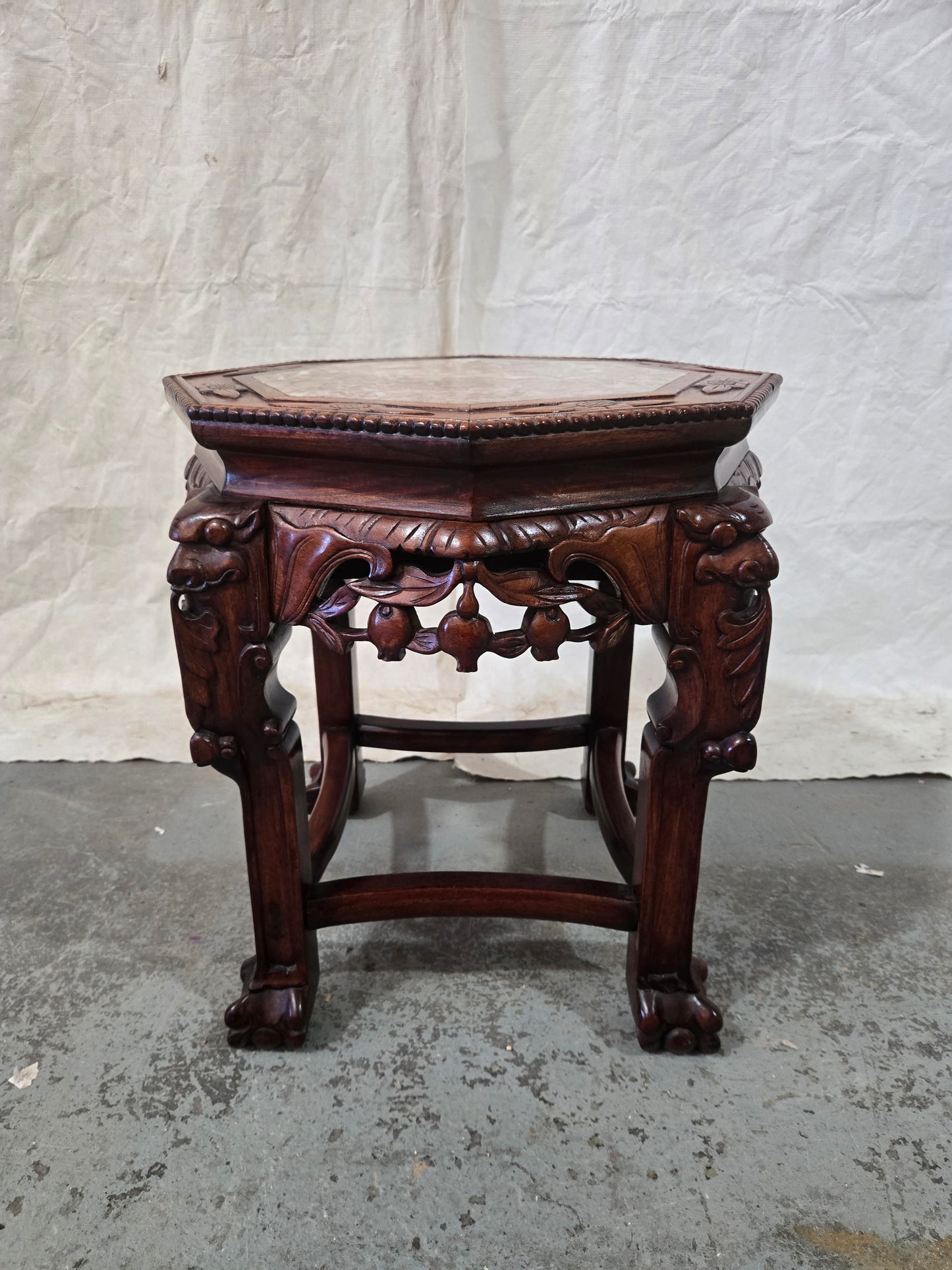 Late 1800s Qing Dynasty Marble Side Table