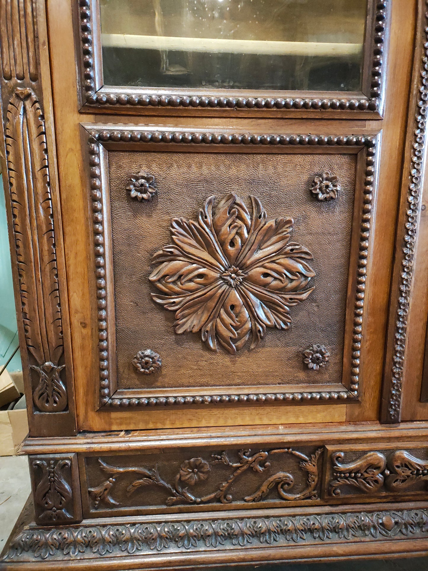 French Renaissance Revival Carved Display Cabinet