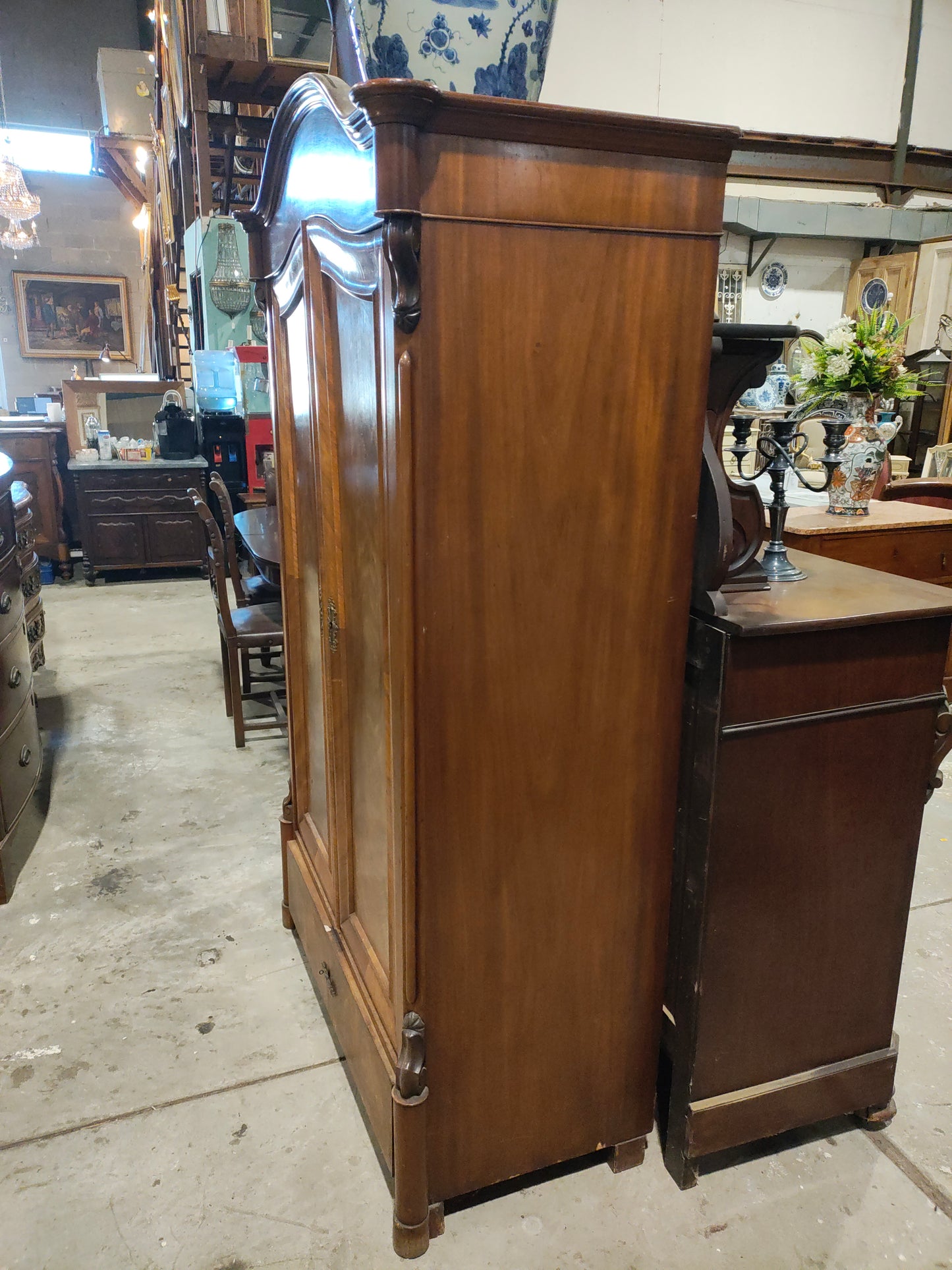 1880s German Mahogany on Pine Armoire