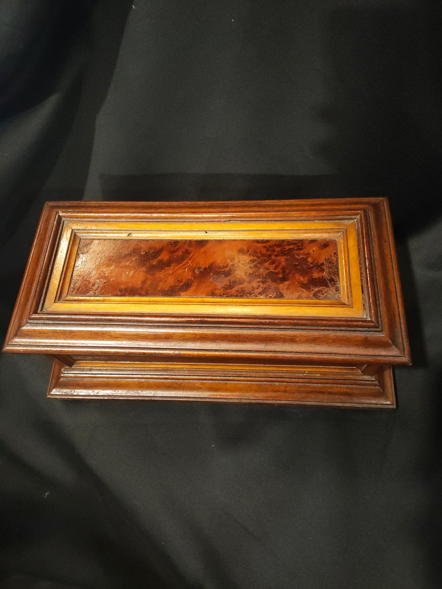 Victorian Burl Veneer Jewelry or Document Casket Box