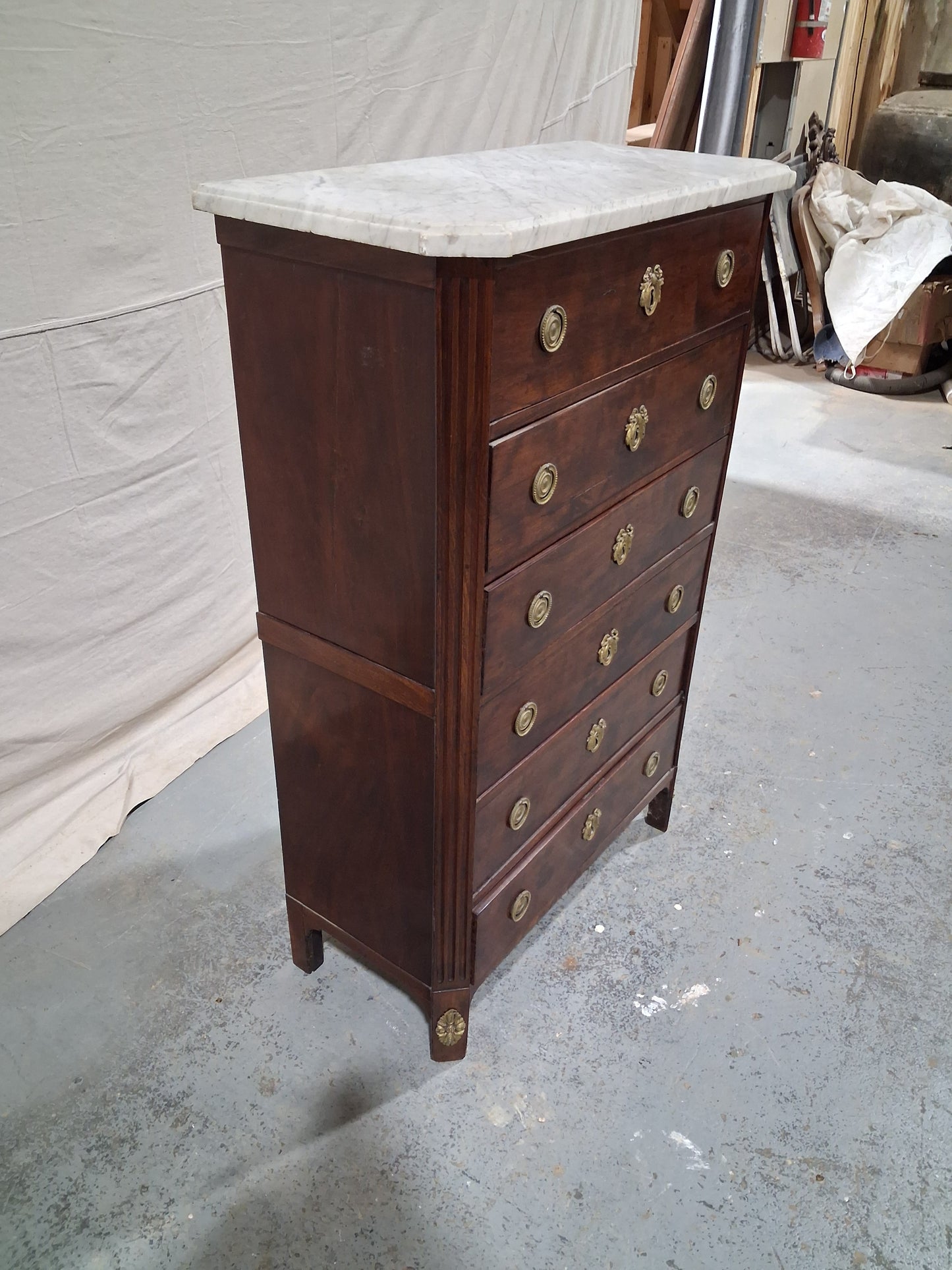 French Walnut Semainier Chest with Marble Top | Circa 1820–1840