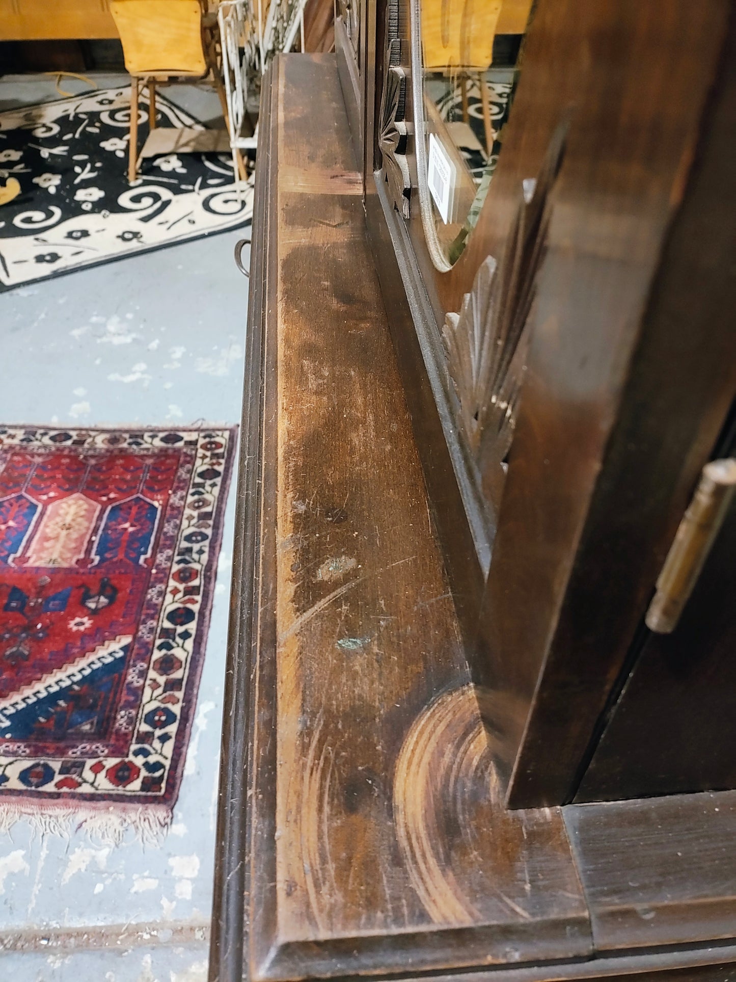 Late 1800s Victorian etched glass hutch
