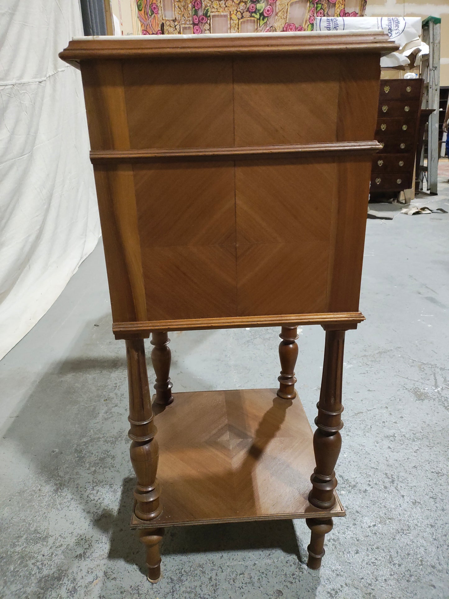 Pair of 19th Century French Louis XVI Style Marble Top Bedside Cabinets