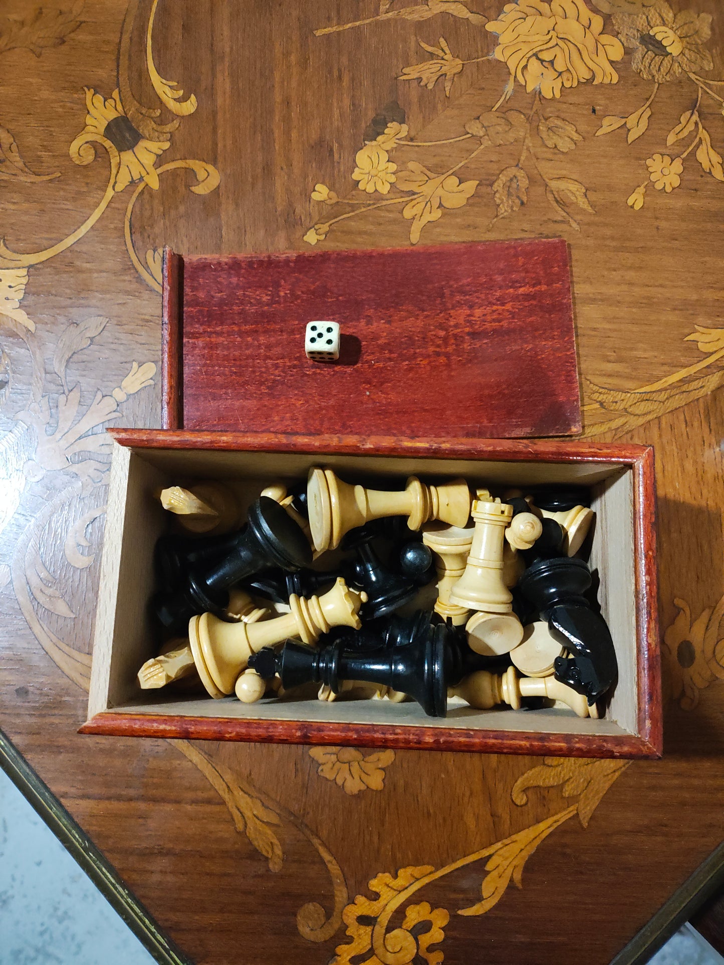 French Louis XV Style Marquetry Convertible Game Table with Chess & Backgammon