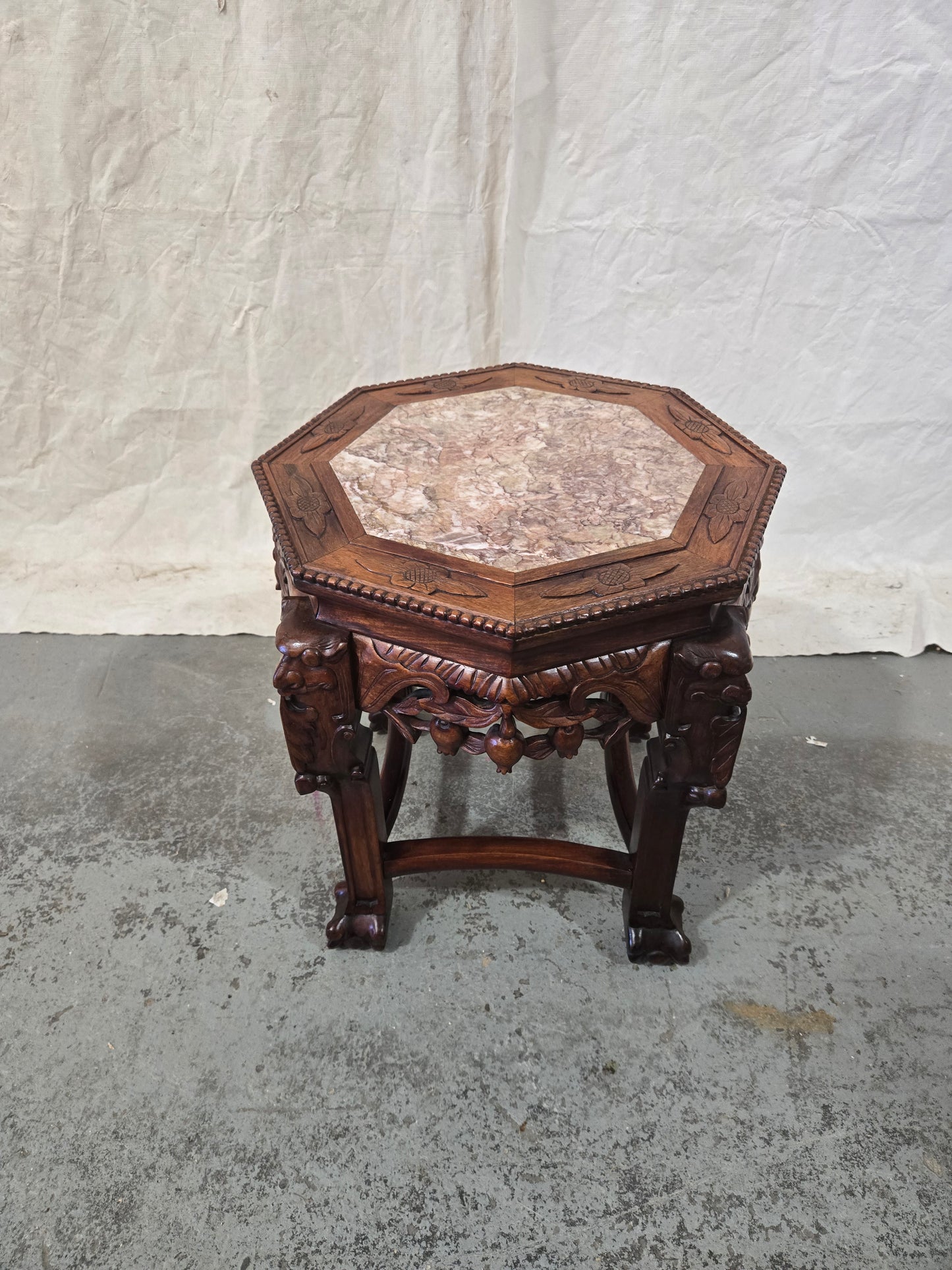 Late 1800s Qing Dynasty Marble Side Table