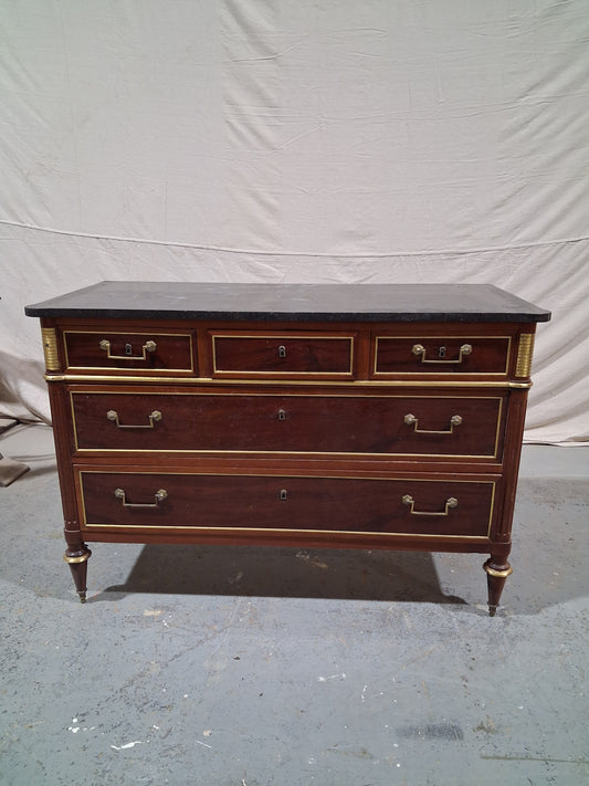 French Empire Mahogany Marble-Top Commode, Circa 1820–1835