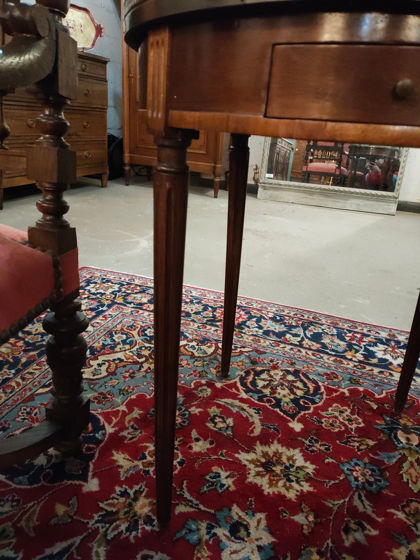 Early 20th-Century French Marble-Top Side Table with Brass Gallery