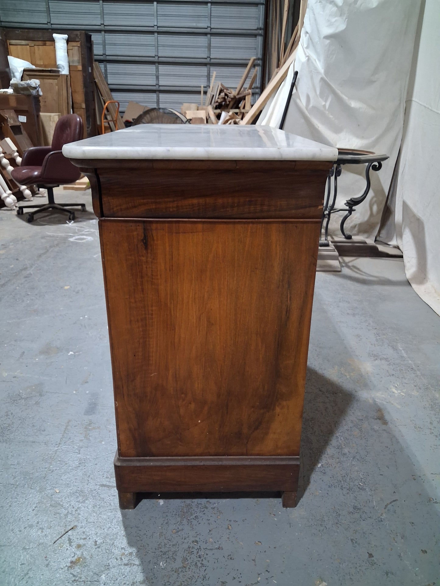 19th Century French Louis Philippe Walnut Commode with Marble Top