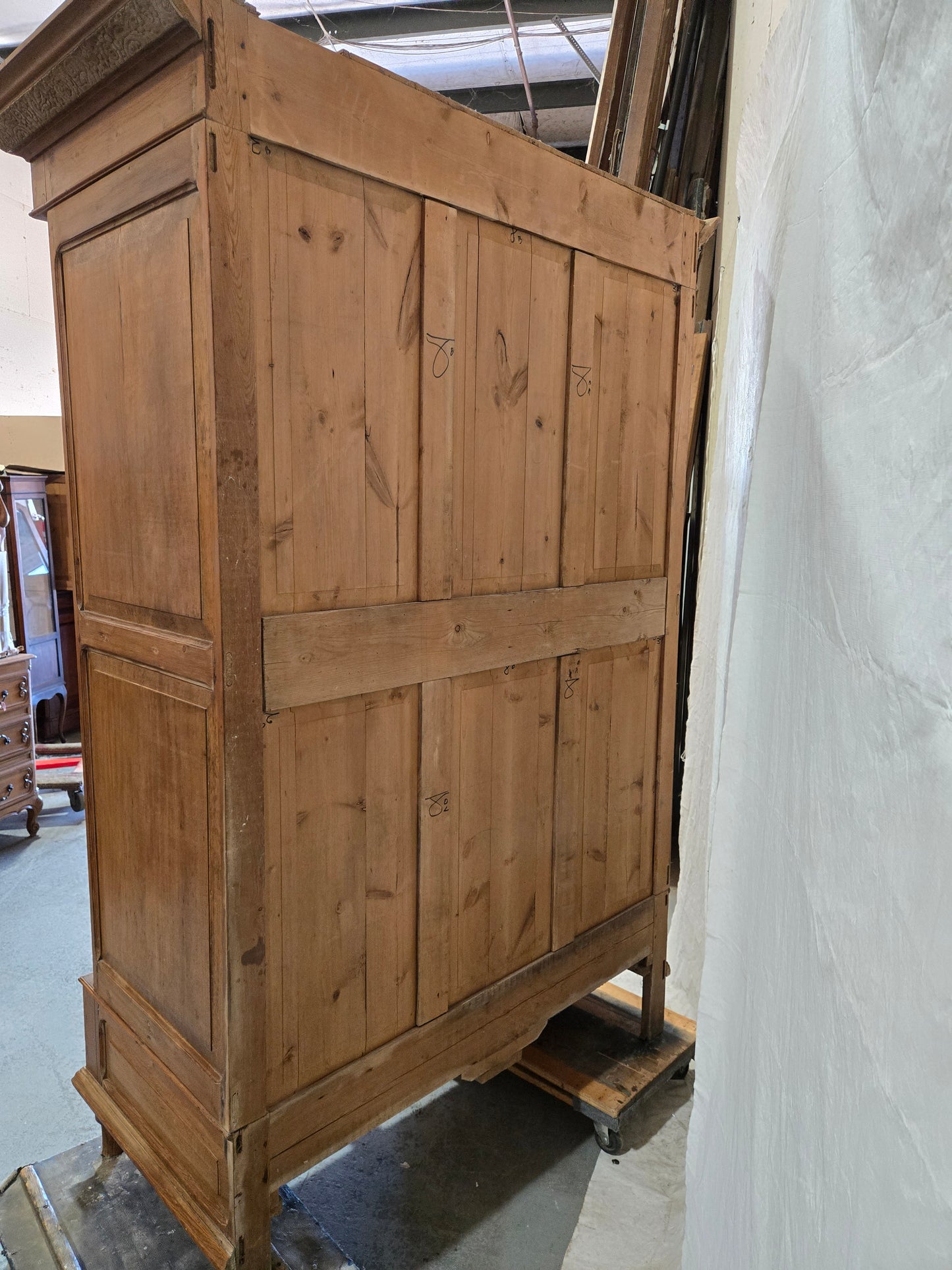 Late 1800s French Revival Pine Armoire