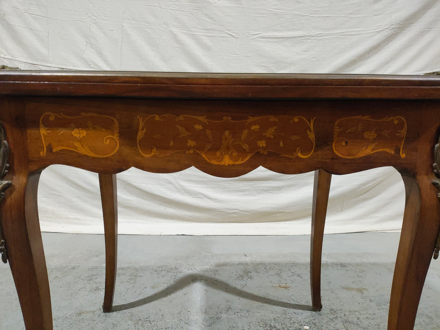 French Louis XV Style Marquetry Convertible Game Table with Chess & Backgammon