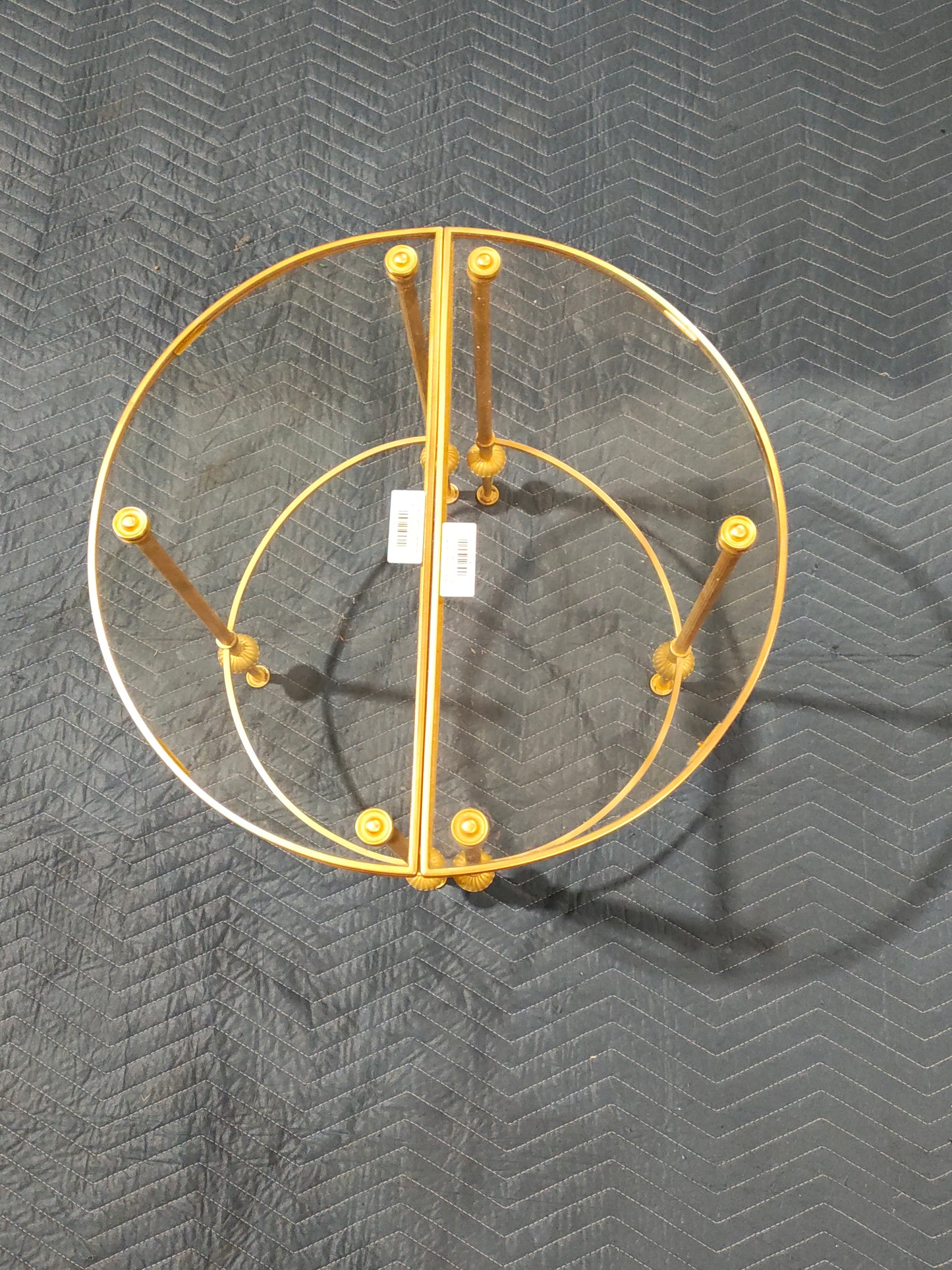 Pair of French Gilt Brass Demi-Lune Console Tables with Glass Tops