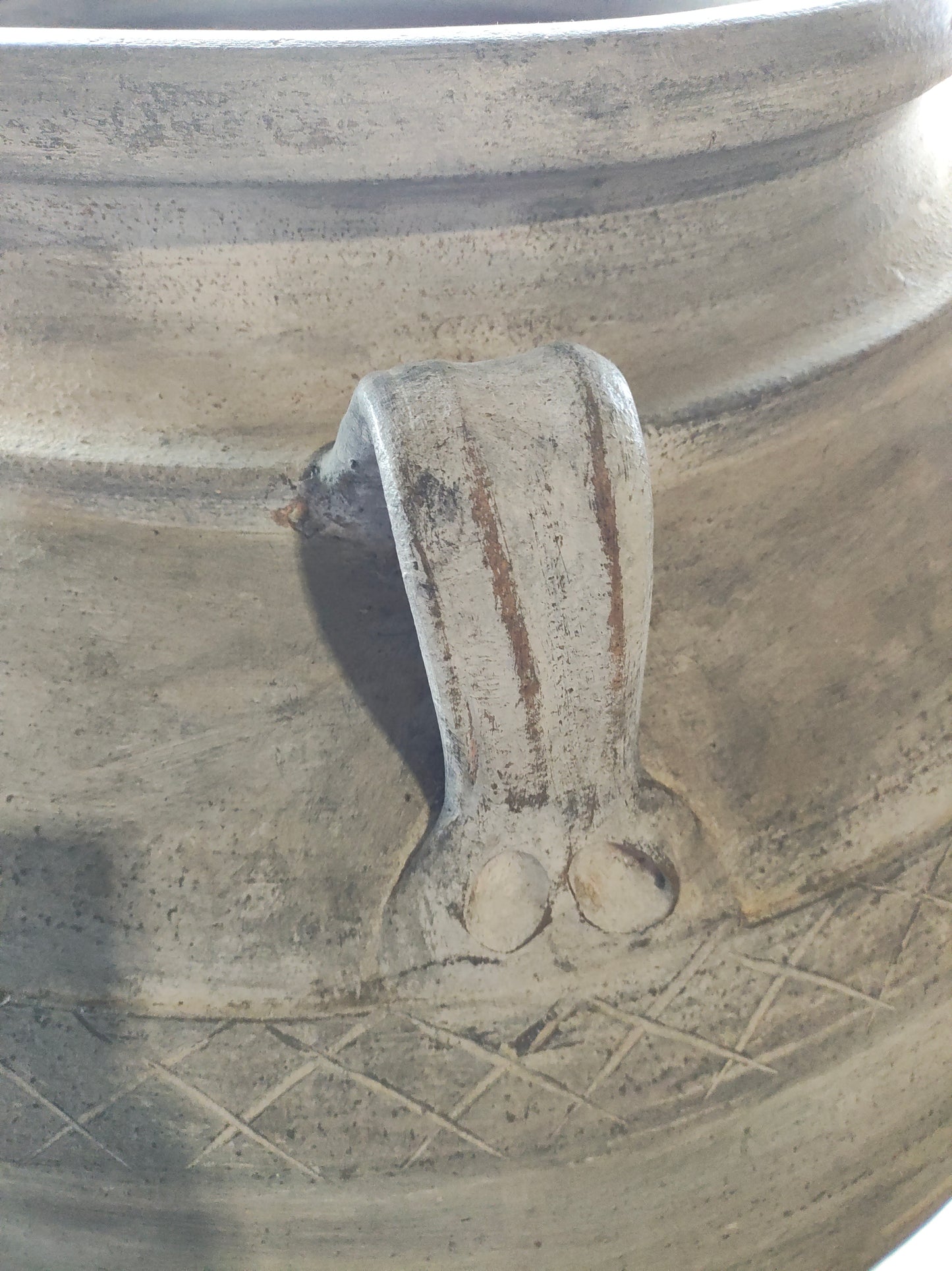Monumental Hand-Thrown Mediterranean Style Olive Jar in Charcoal Patina