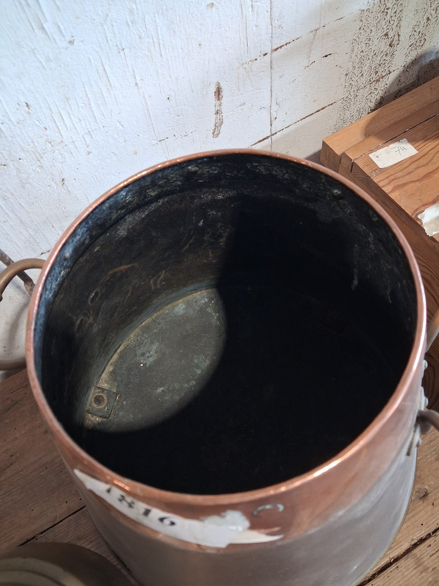 Antique Copper and Brass Covered Coal Scuttle / Fireplace Fuel Bin