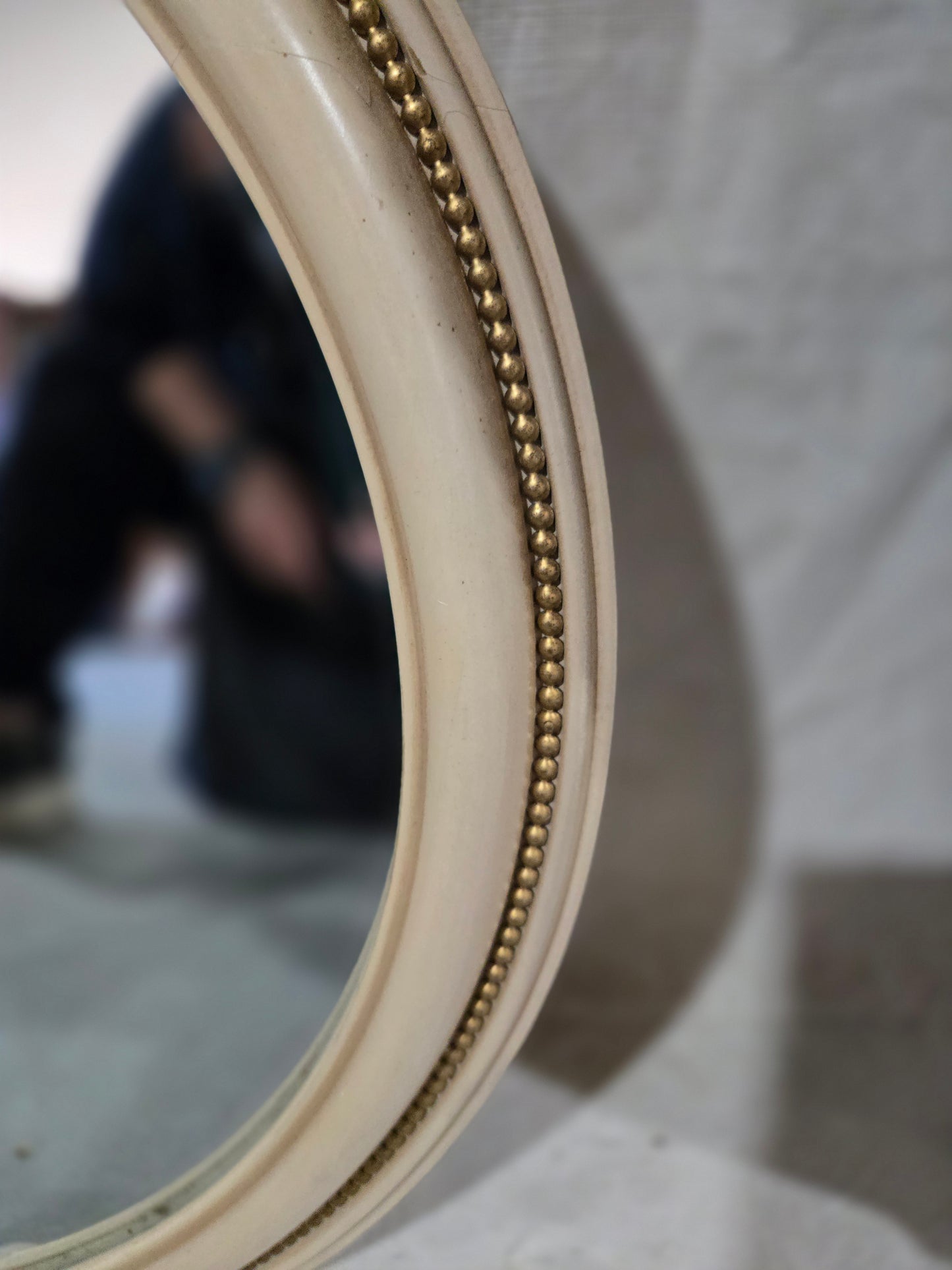 Early Century Louis XV White and Brass Mirror