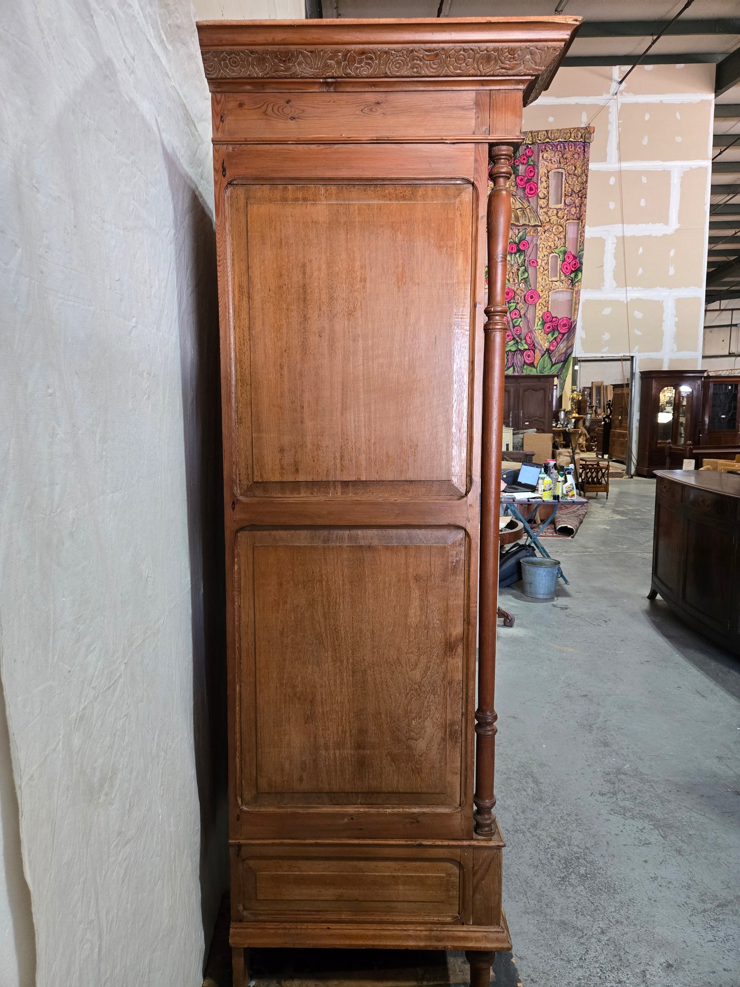 Late 1800s French Revival Pine Armoire