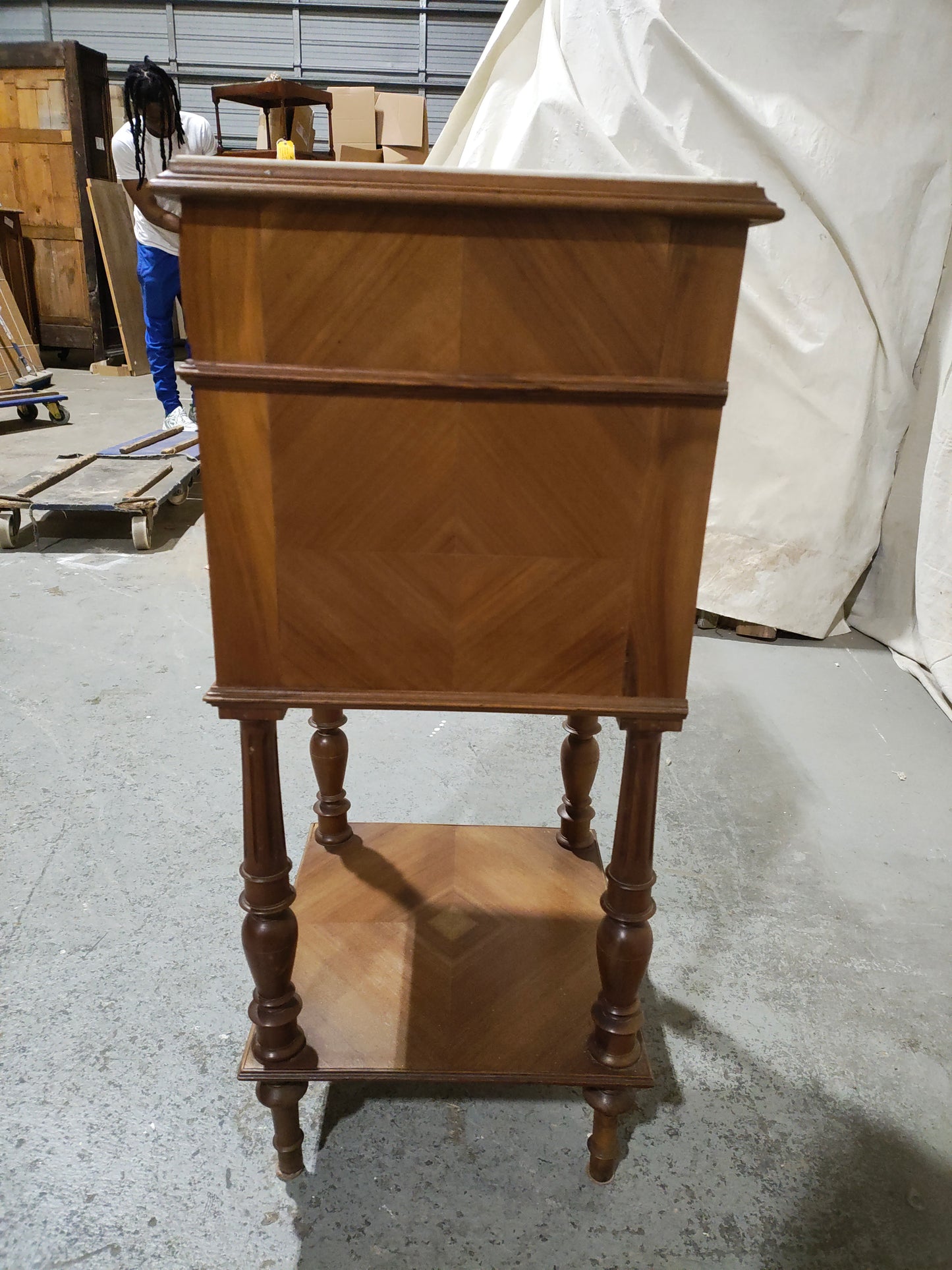 Pair of 19th Century French Louis XVI Style Marble Top Bedside Cabinets