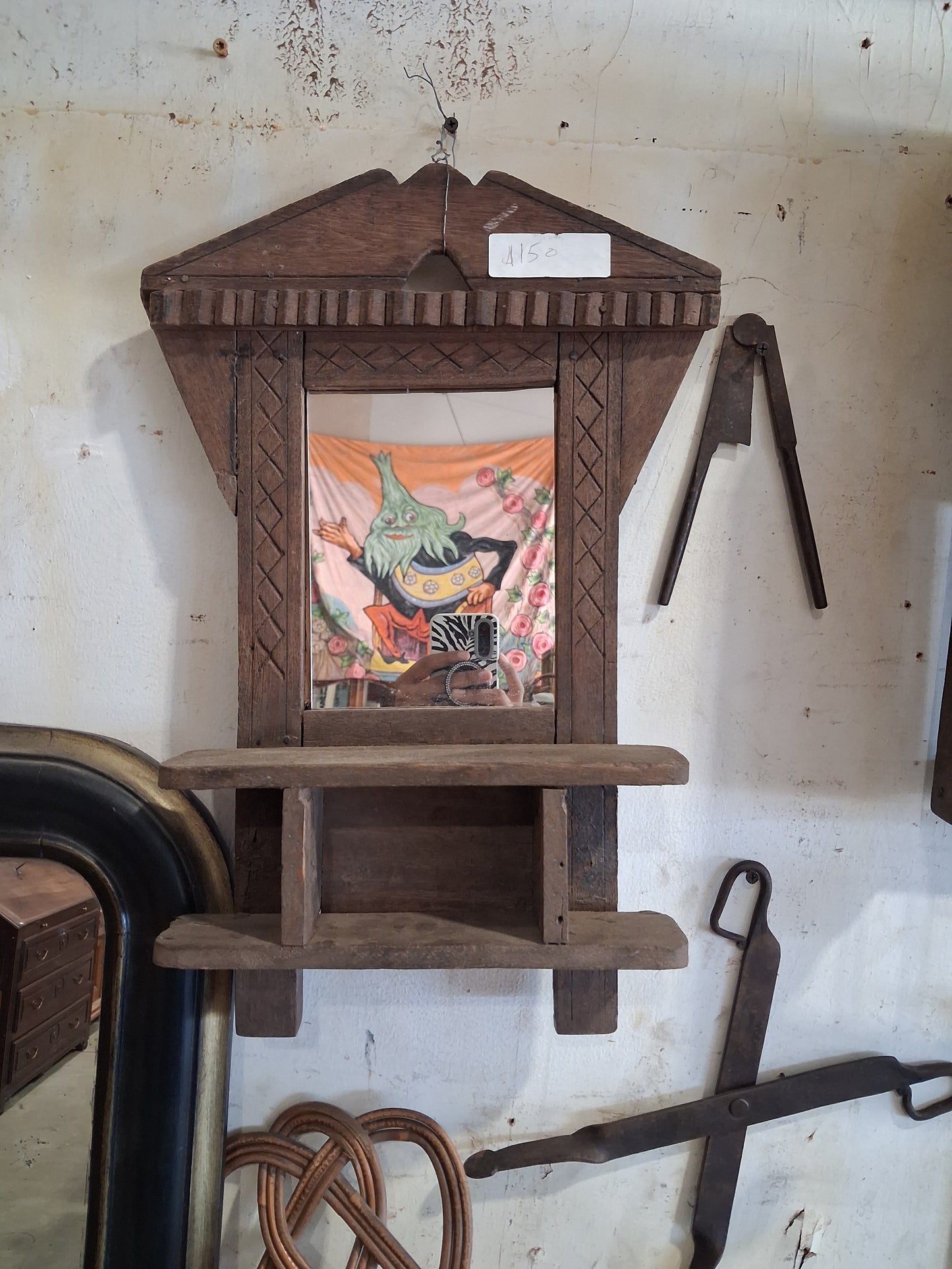 Wooden wall mounted mirror