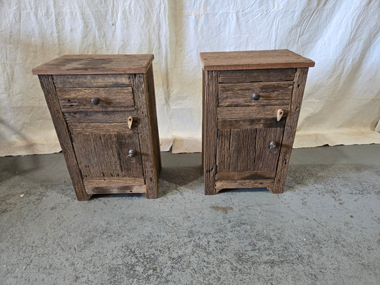 Mid 1900s Reclaimed Teak Nightstand with Cabinet