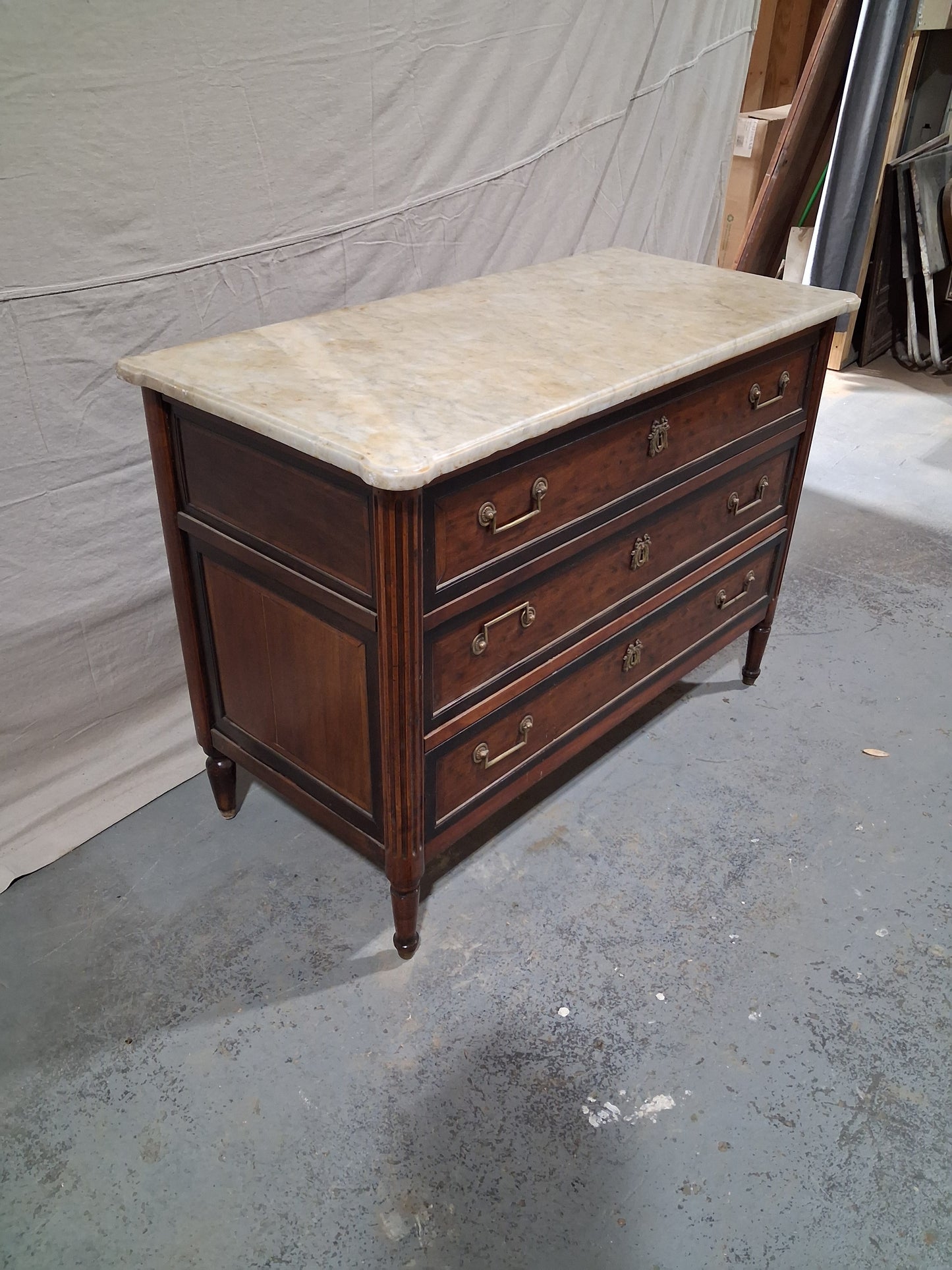 18th Century French Louis XVI Commode with Marble Top & Mourning Trim, Circa 1780