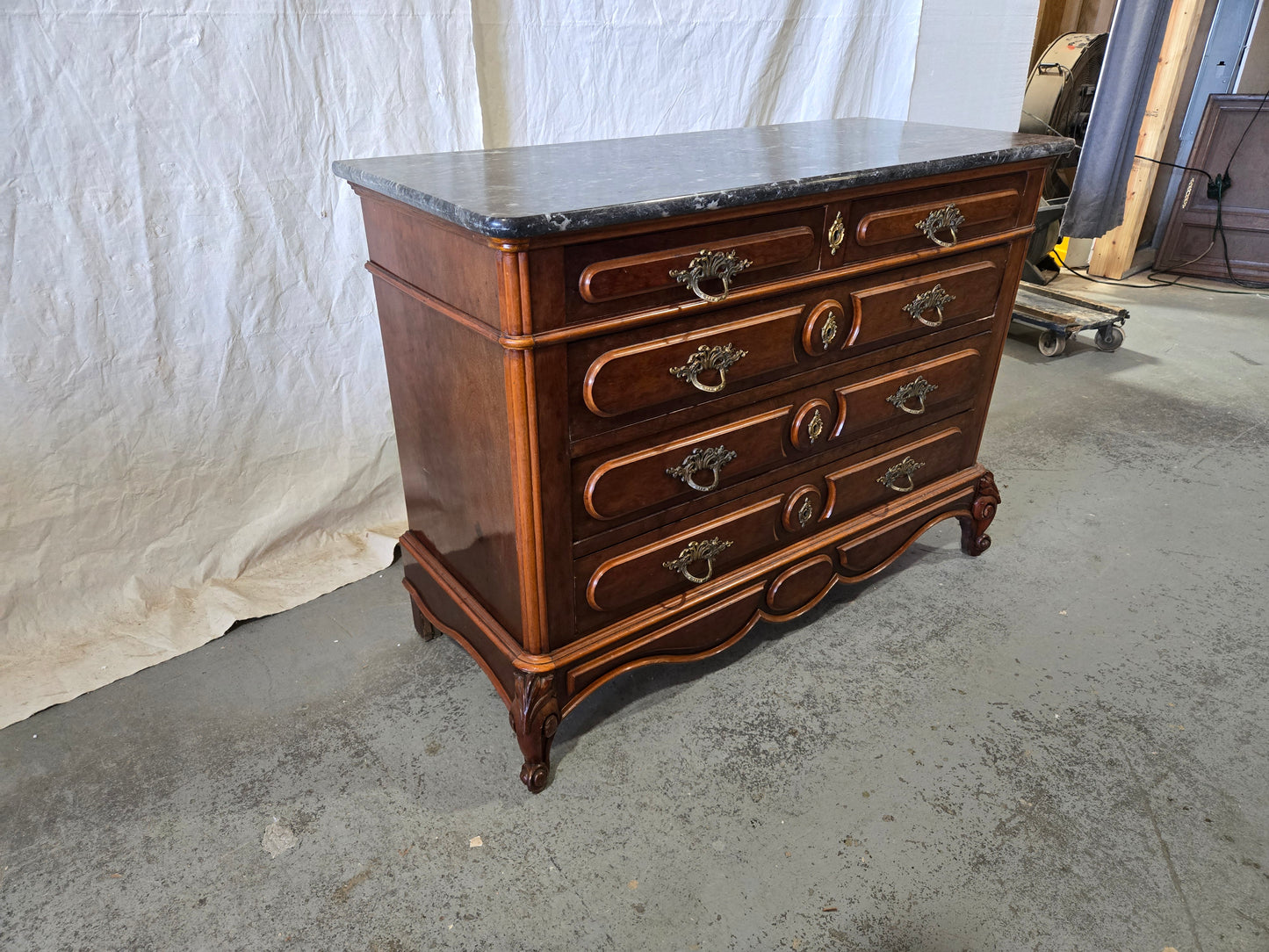 Late 1800s LXV Commode with Black Marble