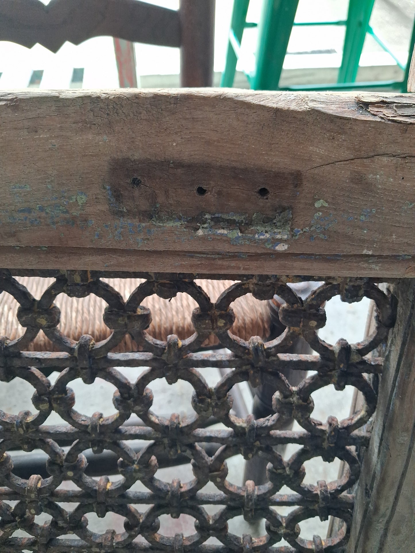 19th Century Architectural Iron Grille Panel in Wood Frame