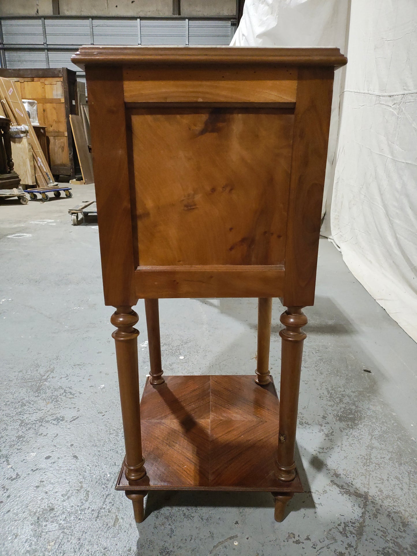 Pair of 19th Century French Louis XVI Style Marble Top Bedside Cabinets