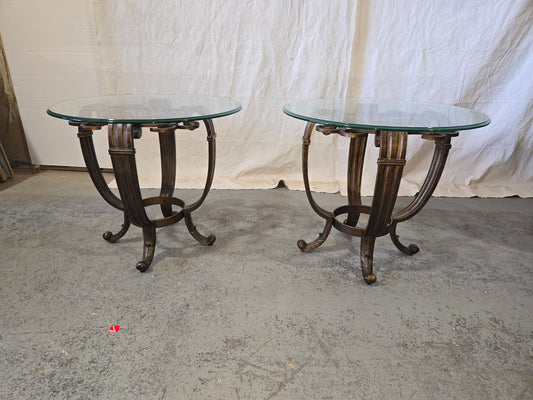 Early 1900s Occasional iron w glass table