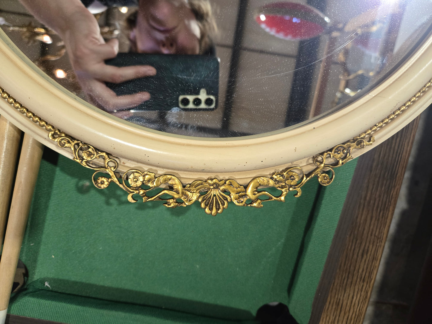 Early Century Louis XV White and Brass Mirror