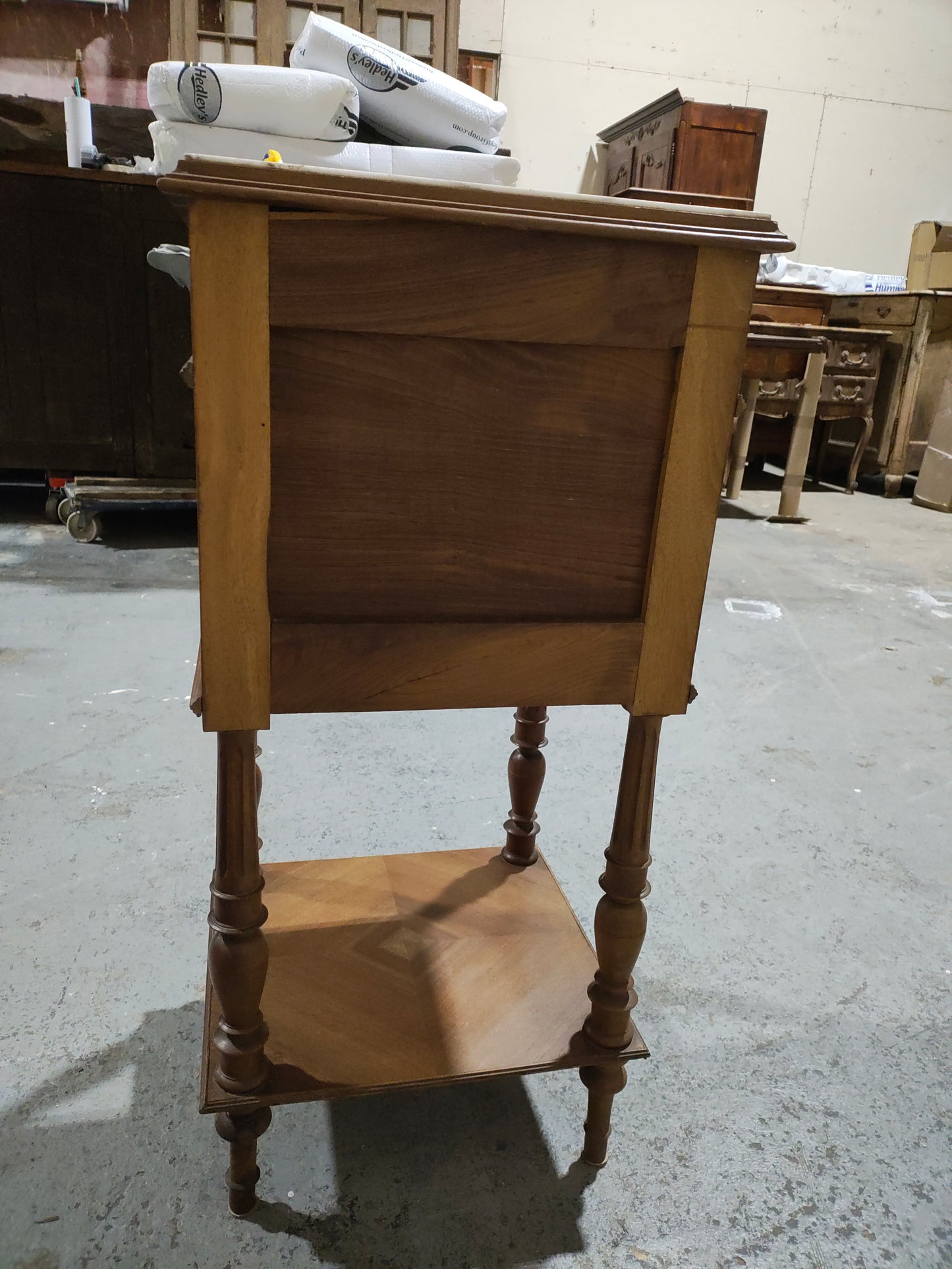 Pair of 19th Century French Louis XVI Style Marble Top Bedside Cabinets