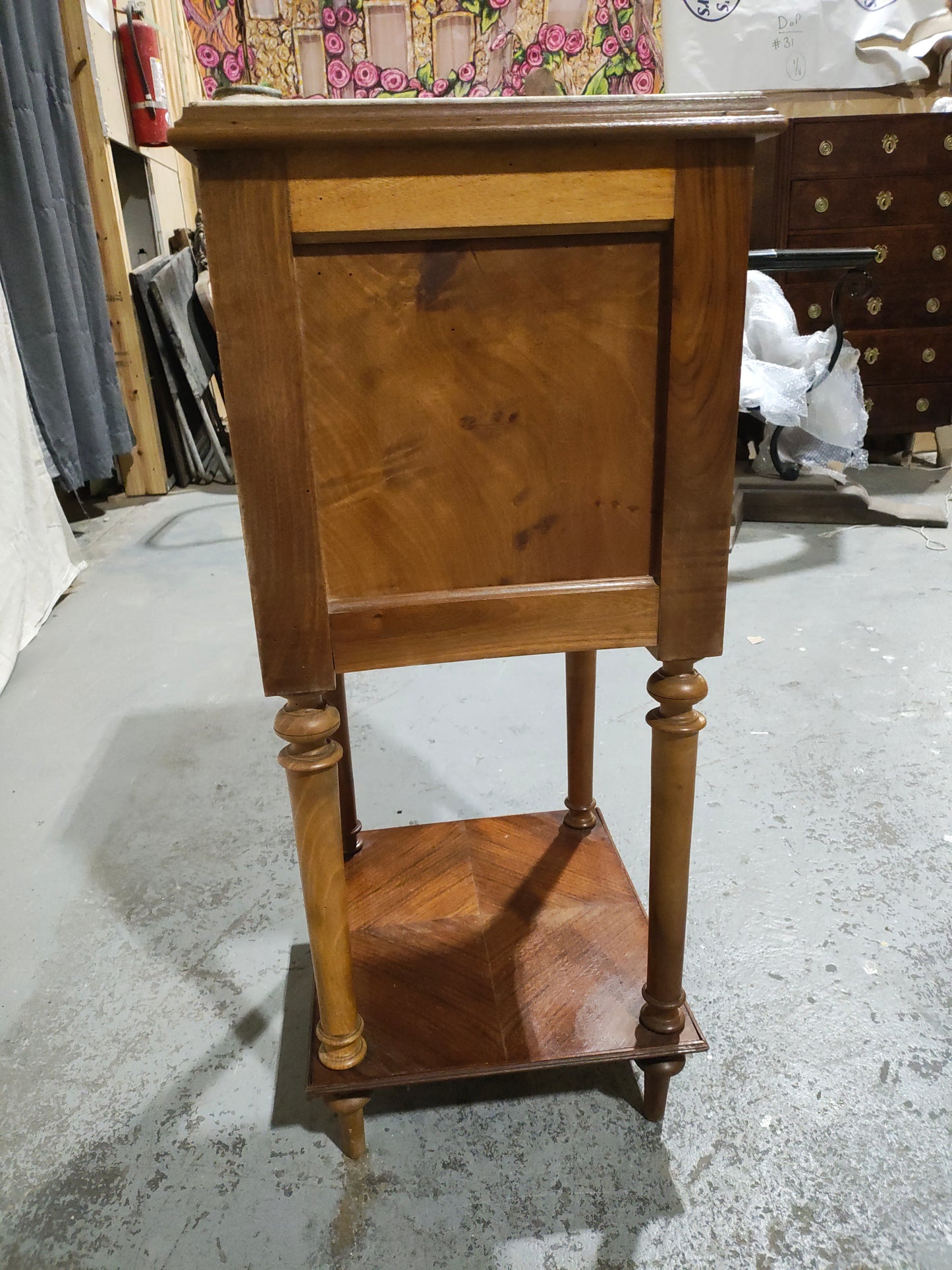 Pair of 19th Century French Louis XVI Style Marble Top Bedside Cabinets