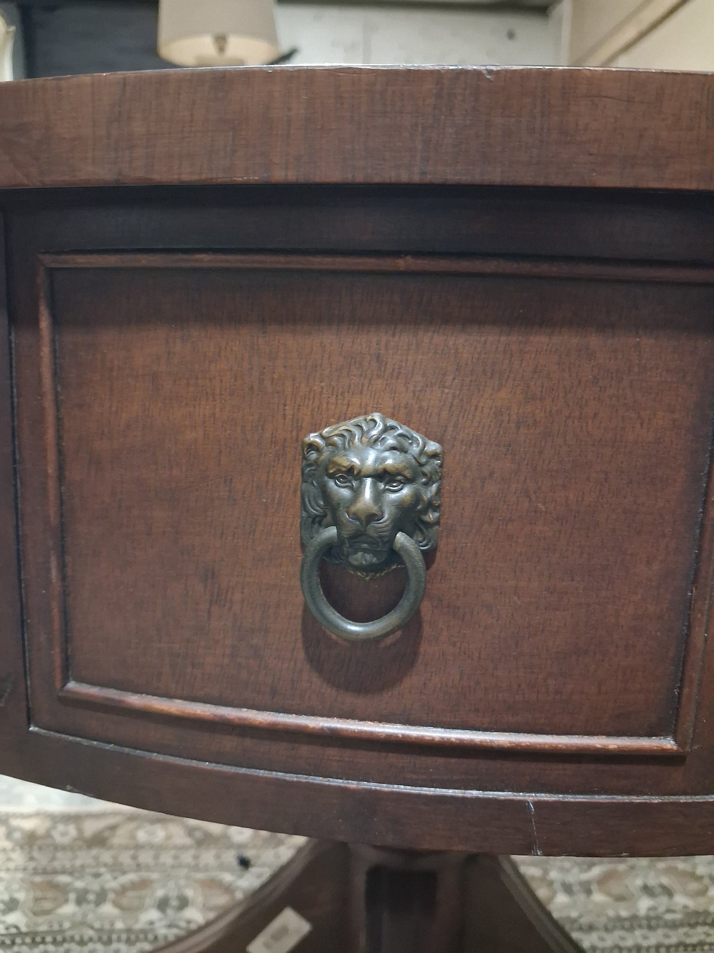 Regency Style Drum Table with Leather Top & Lion’s Paw Feet