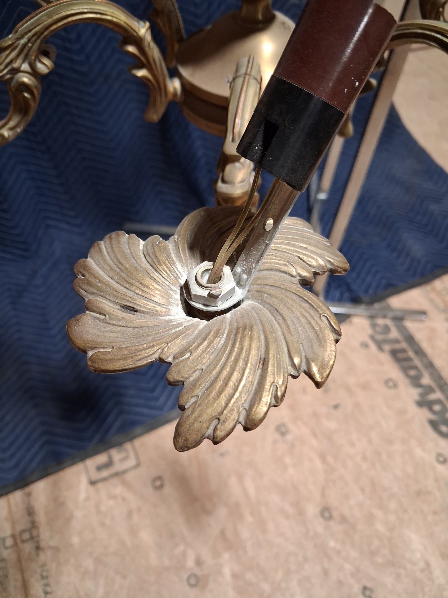 French Louis XV Style Solid Brass 6-Light Chandelier, Circa 1940