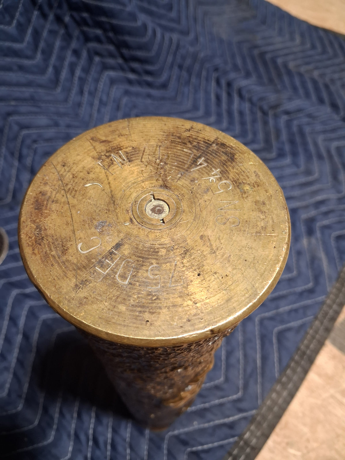 French WWI Trench Art Iris Shell Vase Set, Three 75mm Artillery Casings