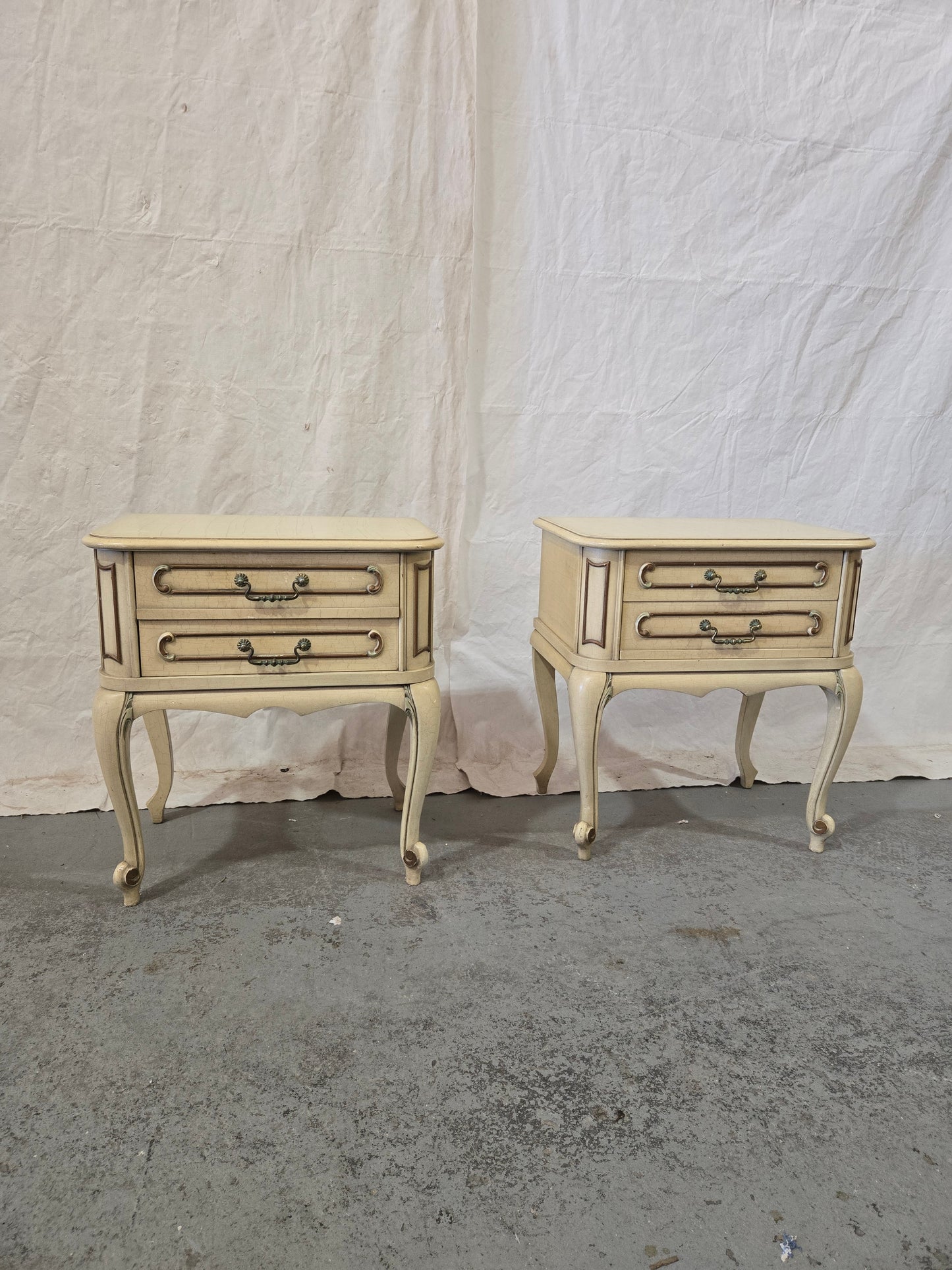 Mid Century Louis XV Nightstand Pair