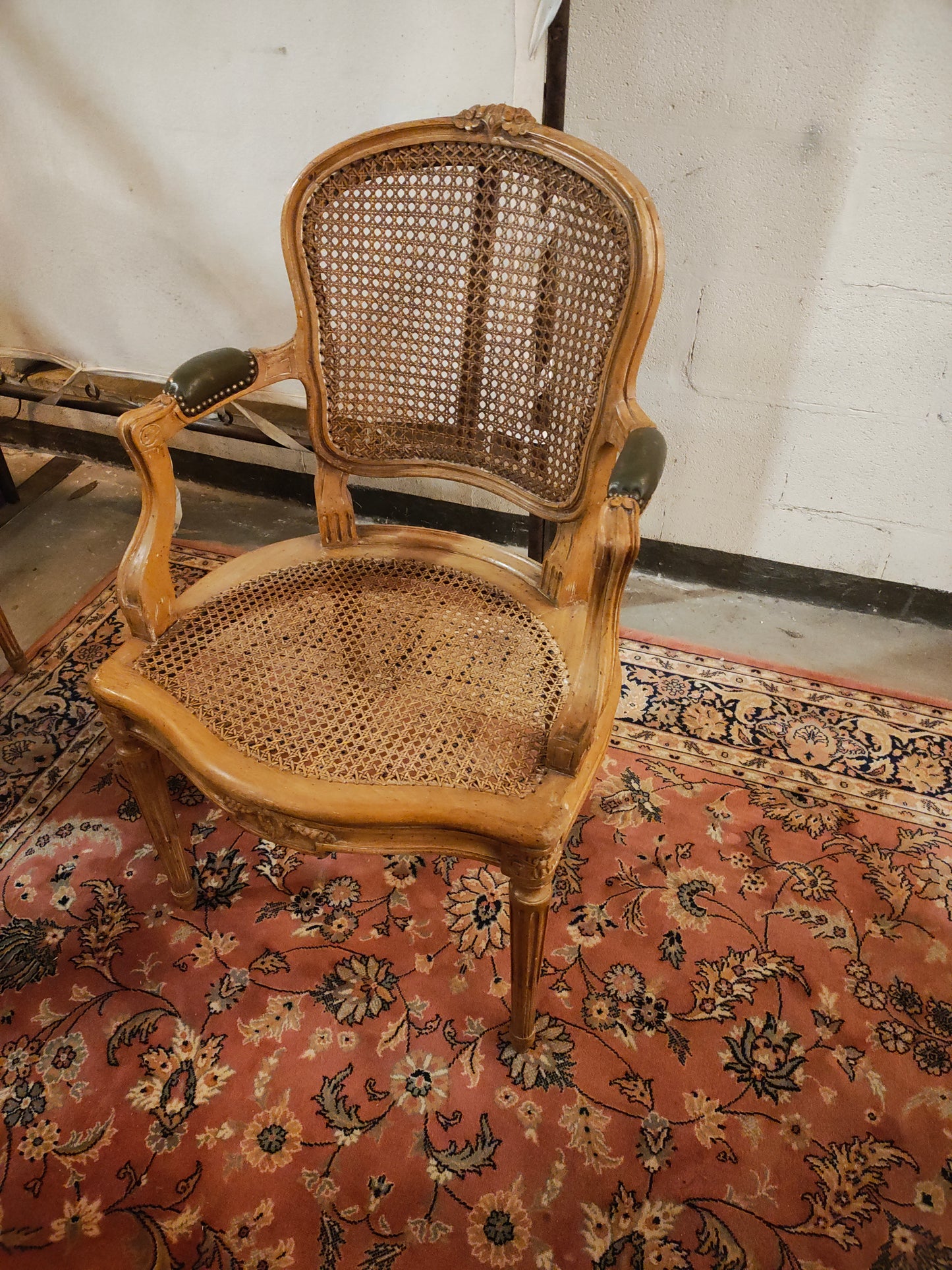 Pair of 19th Century French Louis XVI Style Caned Bergère Armchairs