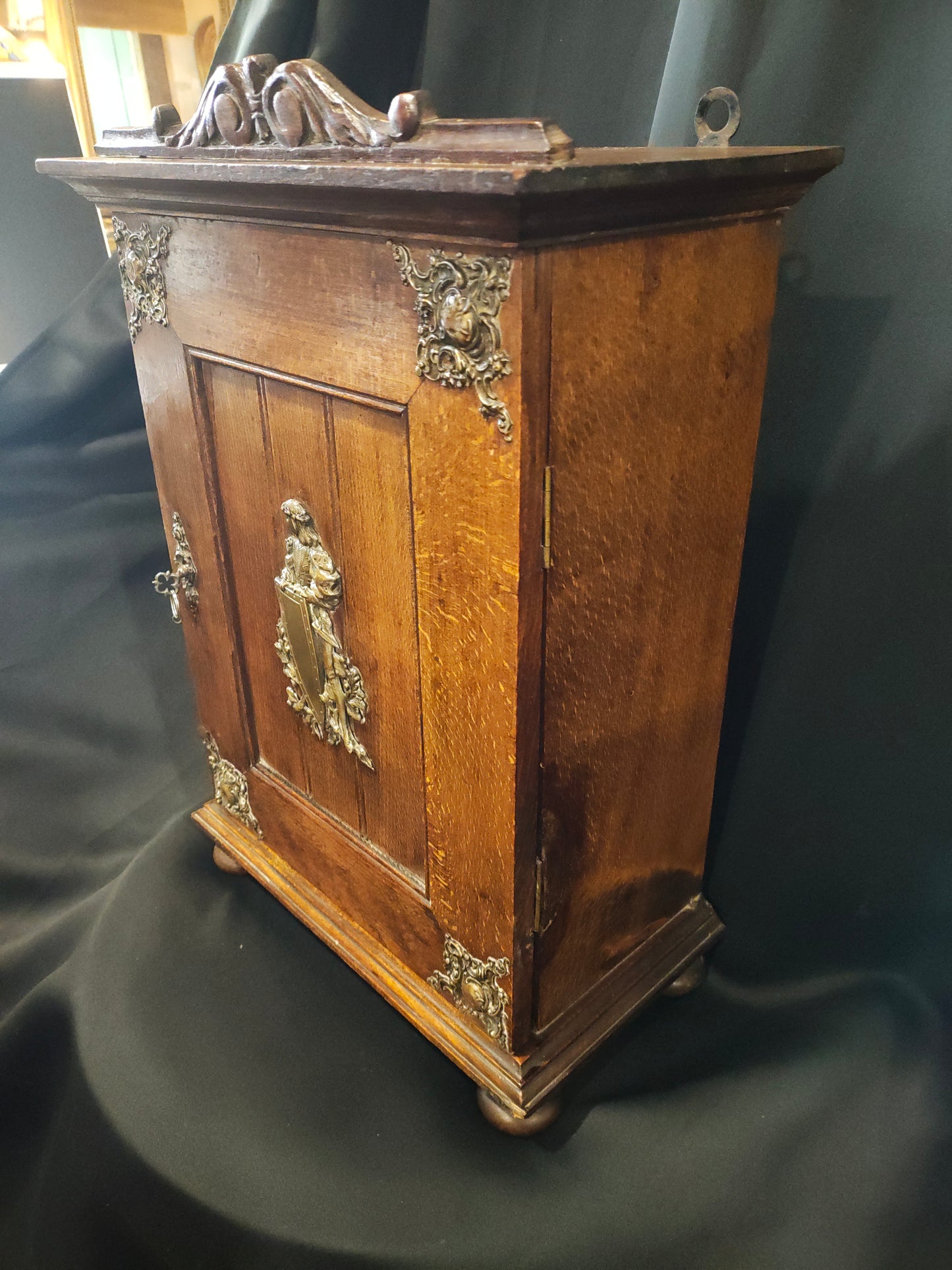 19th Century French Renaissance Revival Heraldic Knight Wall Cabinet / Comtoise Clock Case