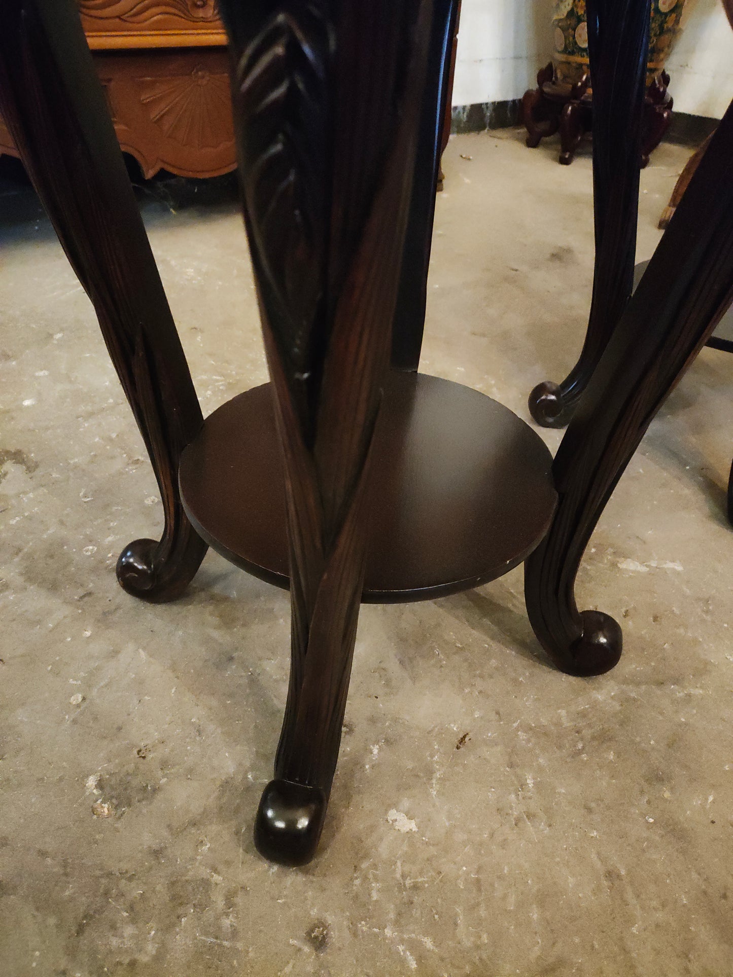 Handcarved Antique Rosewood Plant Stand Sold as a Pair