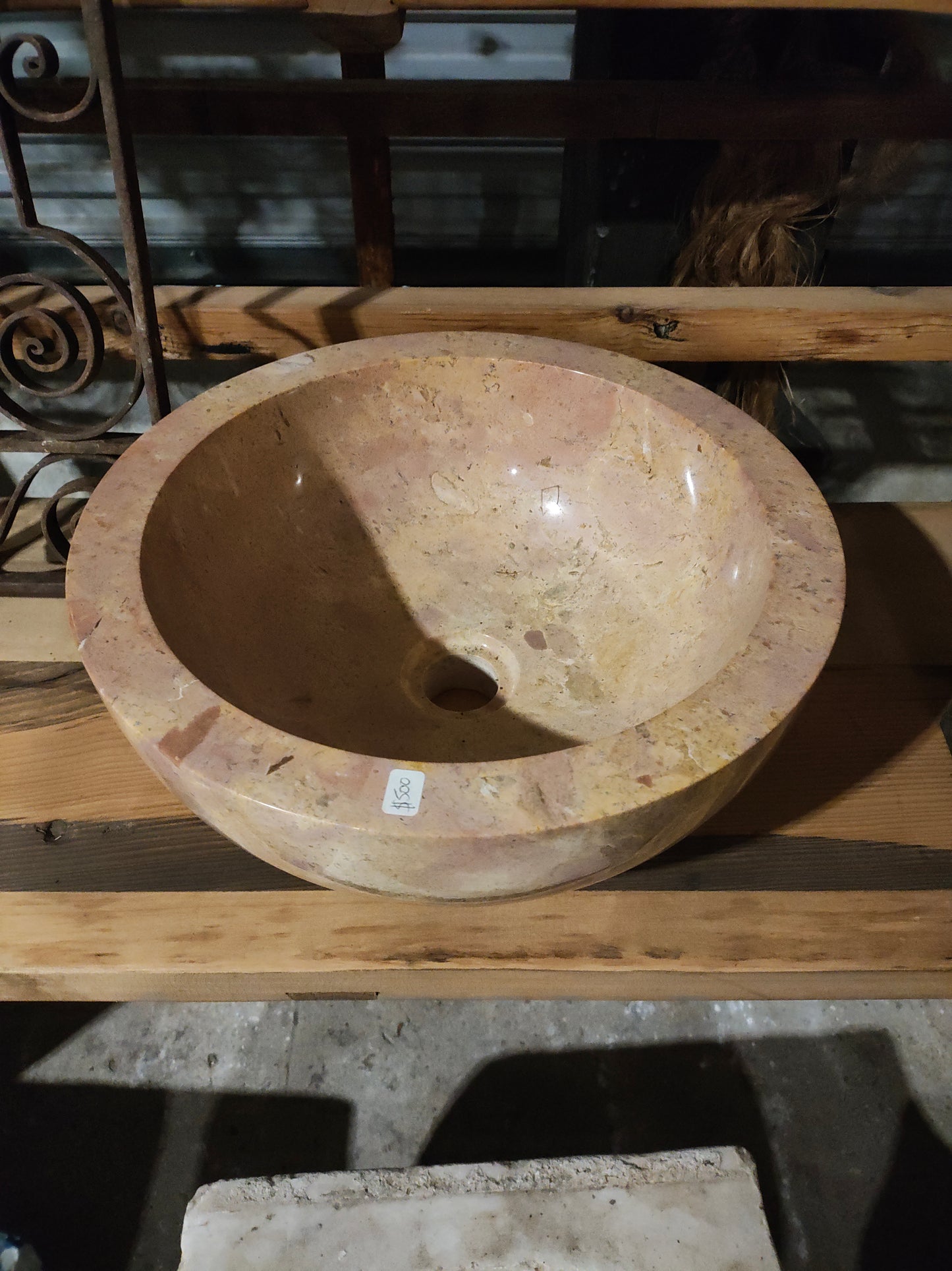 Pink marble sink