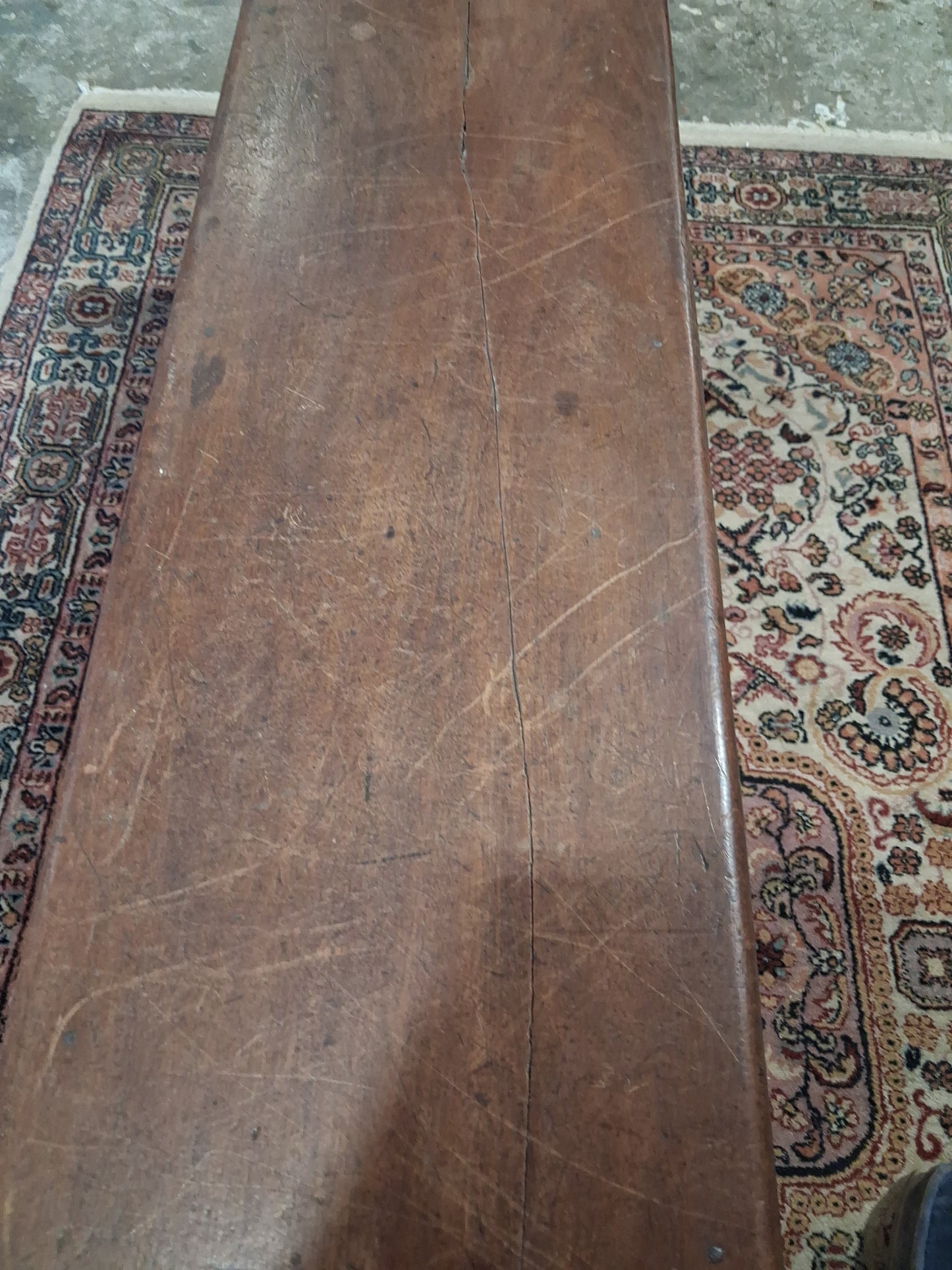 Antique Turned Leg Bench with Vintage Needlepoint Cushion