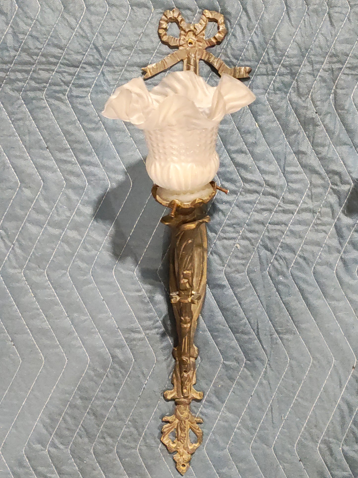 Pair of French Louis XVI Revival Wrought Iron Wall Sconces, c. 1890