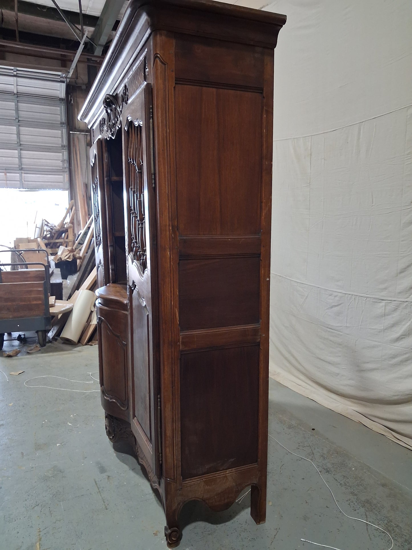 Antique French Louis XV Provincial Walnut Bookcase Cabinet, Circa 1900