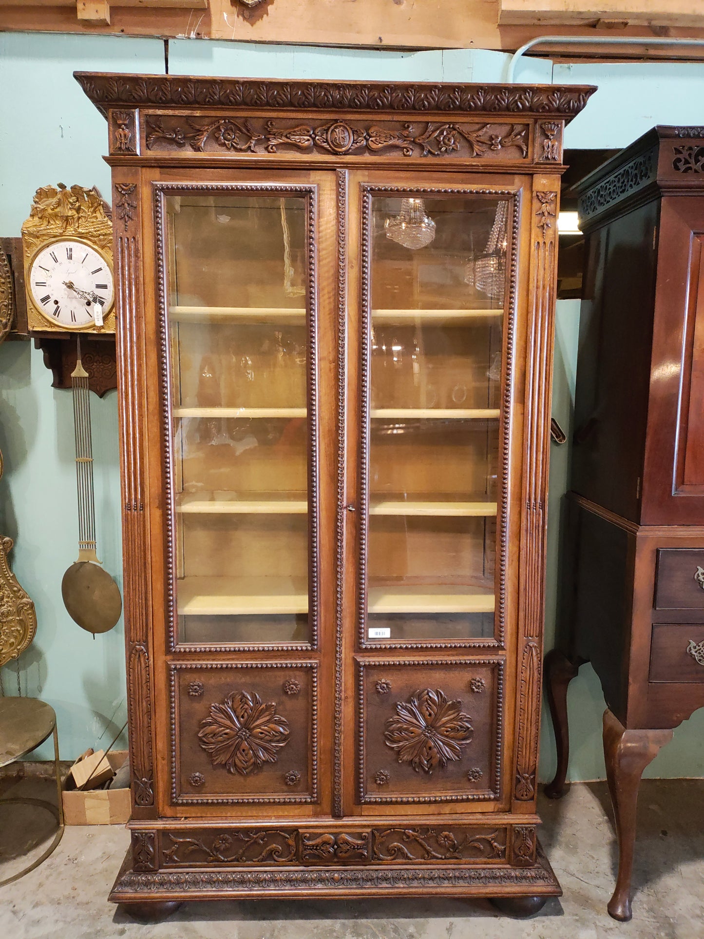 French Renaissance Revival Carved Display Cabinet